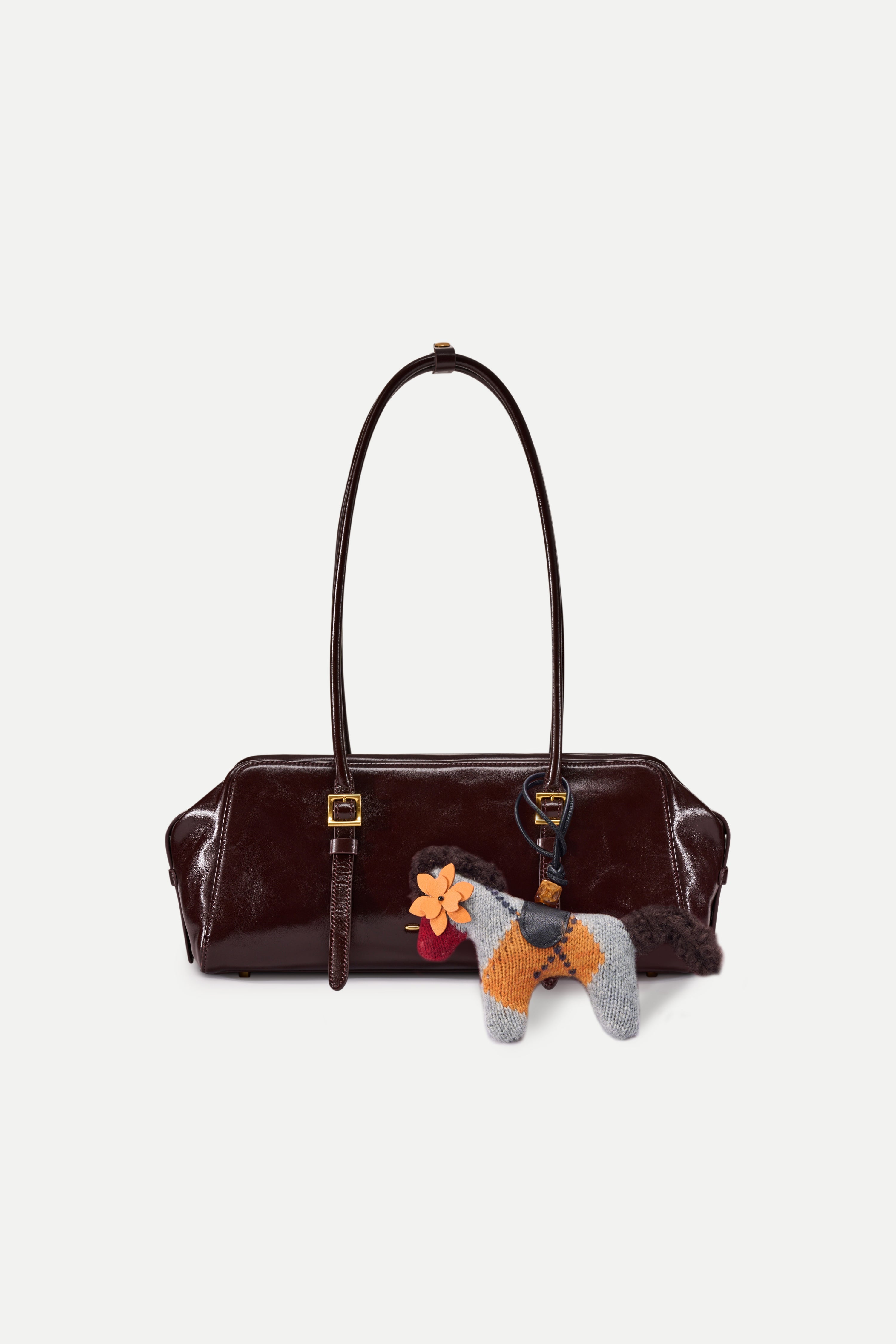 Phillipa Knit Gingham Flower Eye Pony Bag Charm