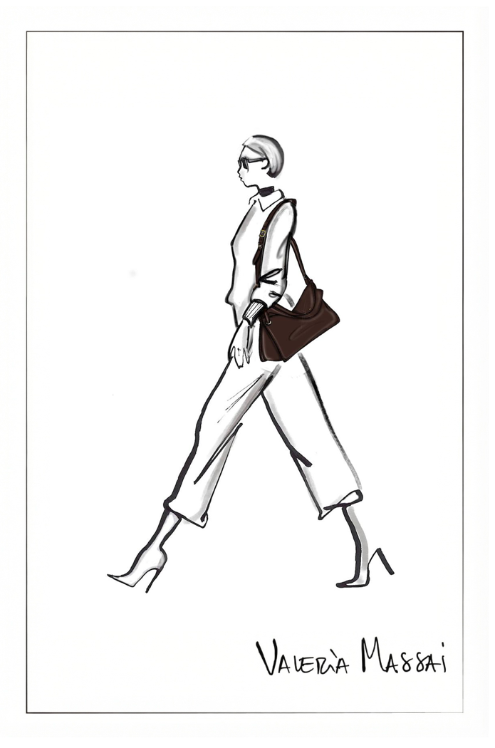 Soft Rialto Double Flap Bag in Oil-Waxed Cowhide Leather