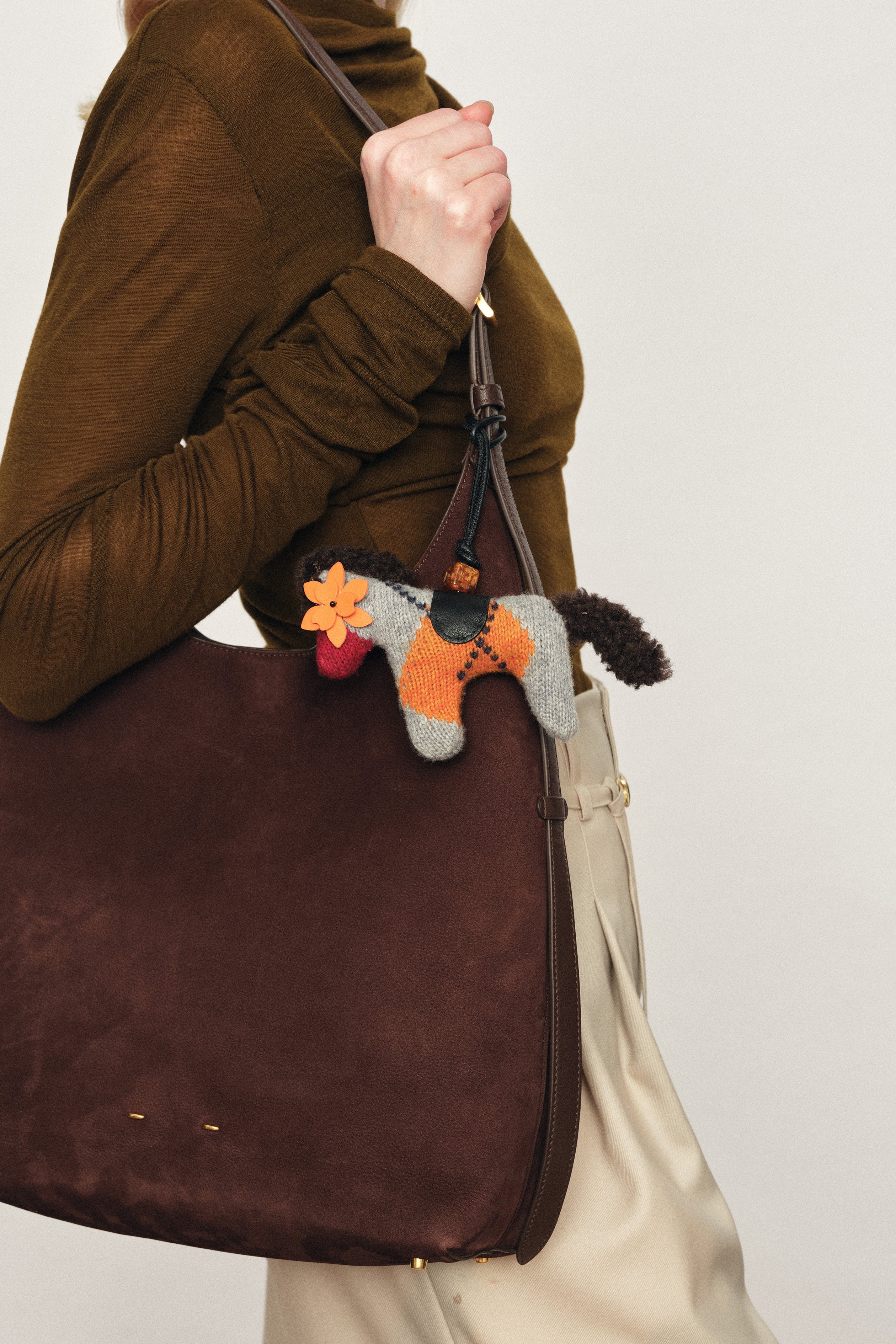 Phillipa Knit Gingham Flower Eye Pony Bag Charm