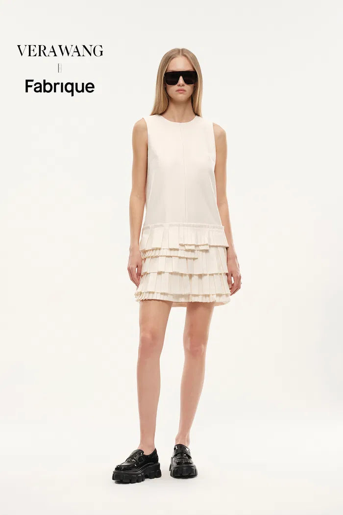 Alice Layered Asymmetric Accordion Dress in Lightweight Blend