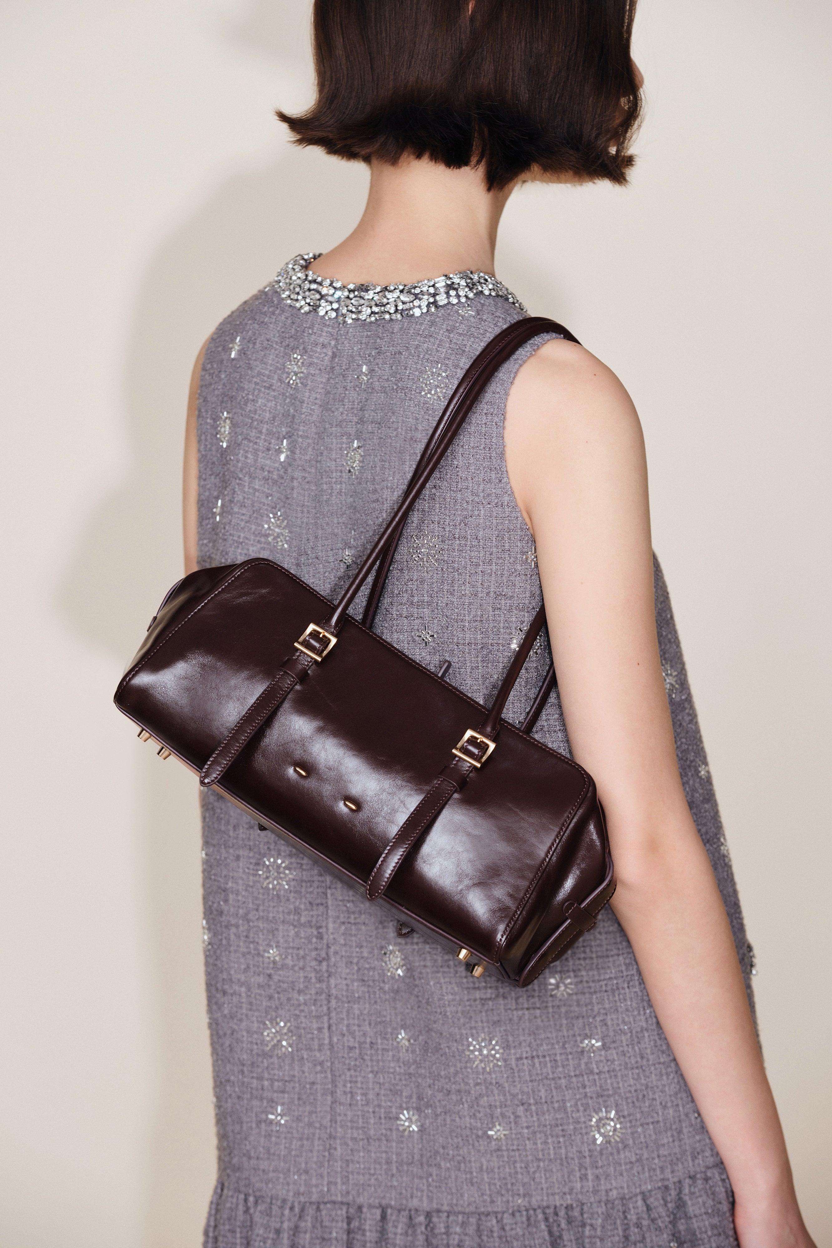 Monti East West Shoulder Bag in Oiled Waxed Top Grain Leather