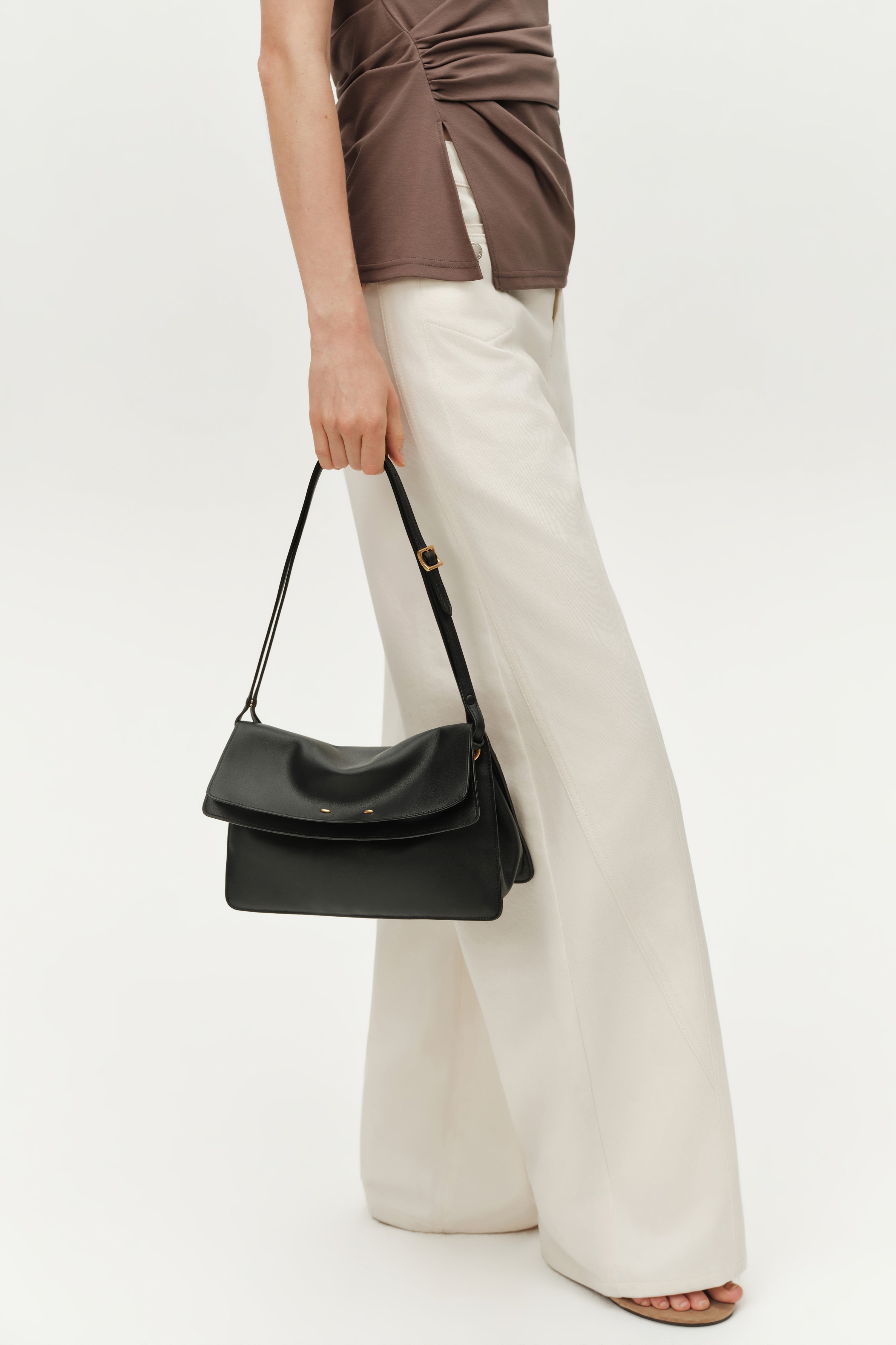 Soft Rialto Double Flap Bag in Nappa-Finish Top-Grain Cowhide