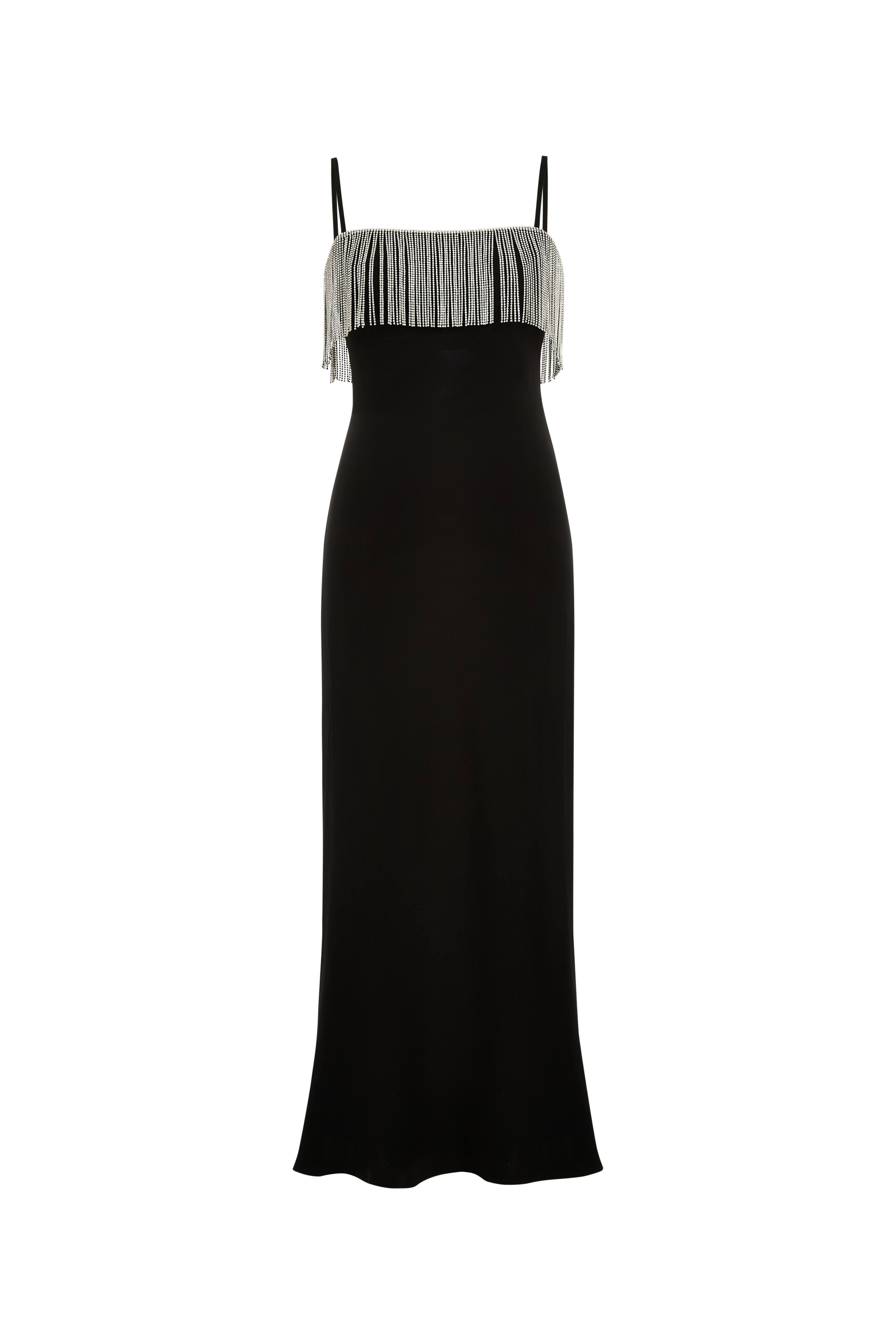 Nocturne Embellished Slip Dress in Viscose Acetate Blend