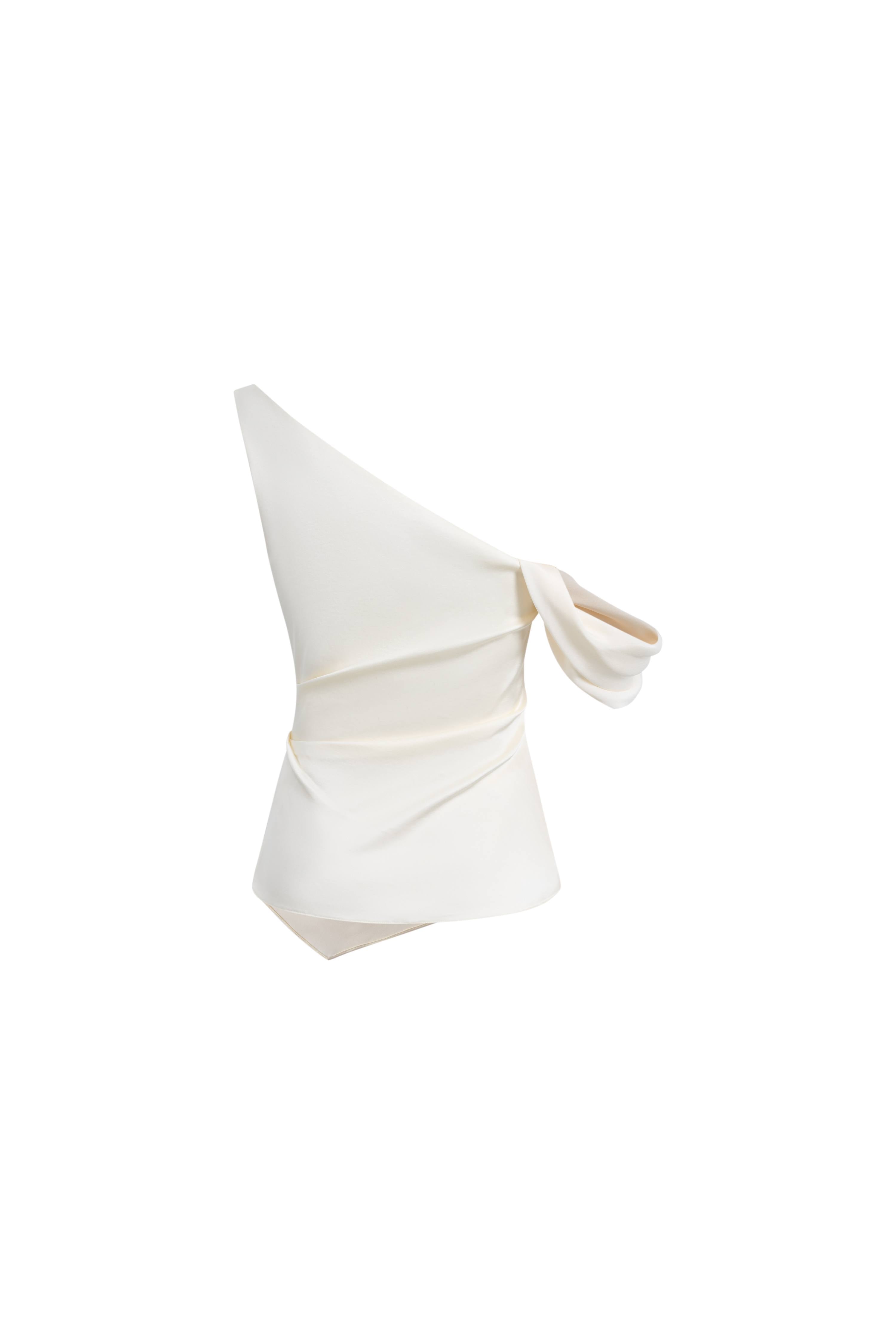 Sculpture One Shoulder Asymmetric Sleeveless Top in Mulberry Silk