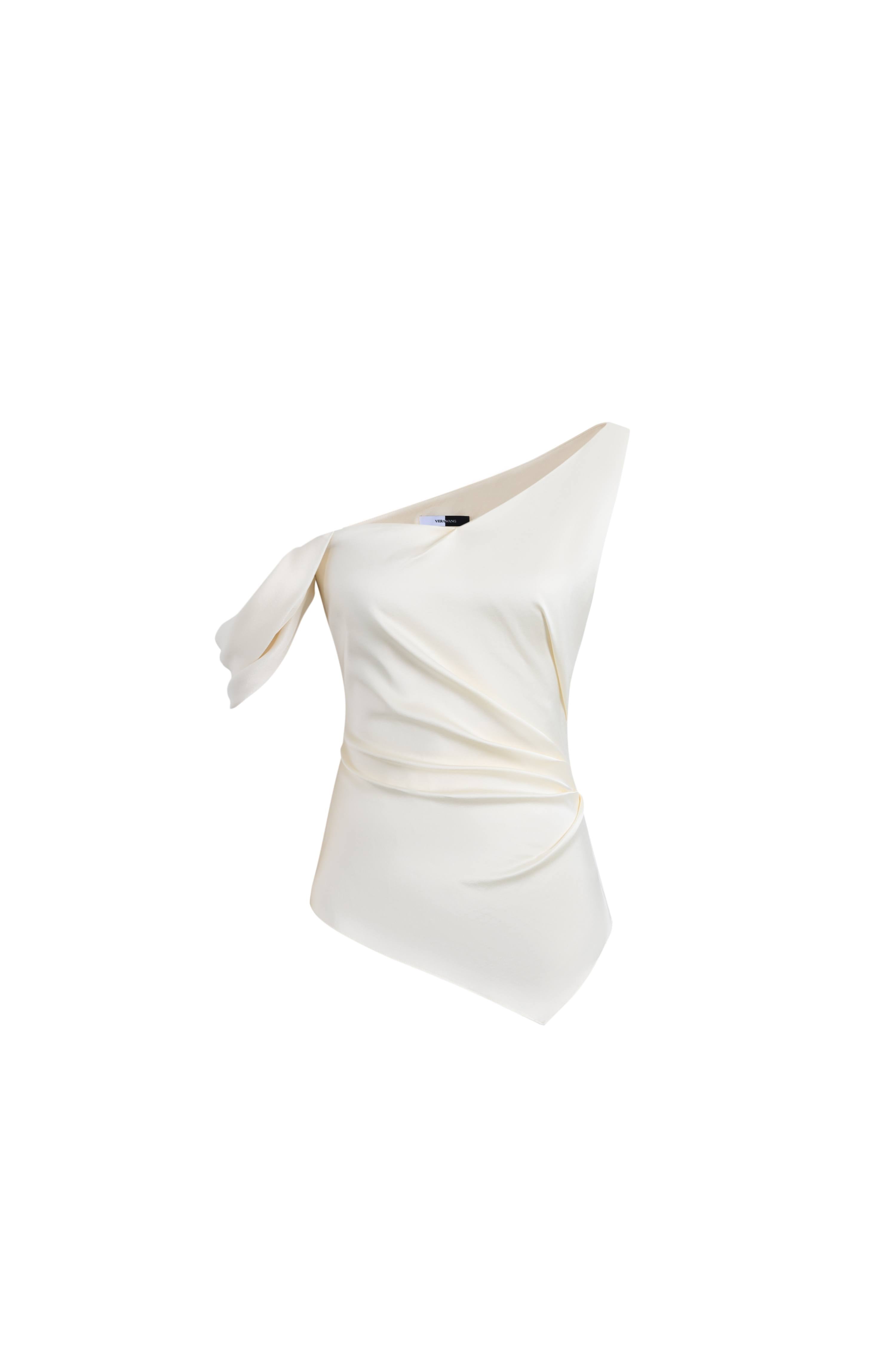 Sculpture One Shoulder Asymmetric Sleeveless Top in Mulberry Silk