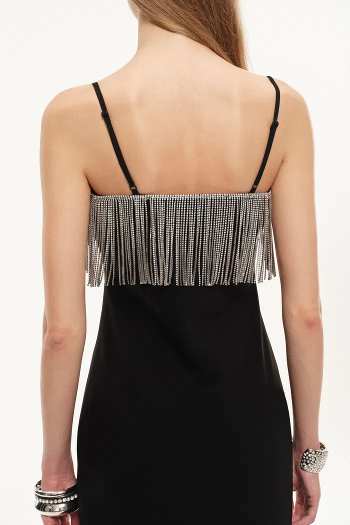 Nocturne Embellished Slip Dress in Viscose Acetate Blend