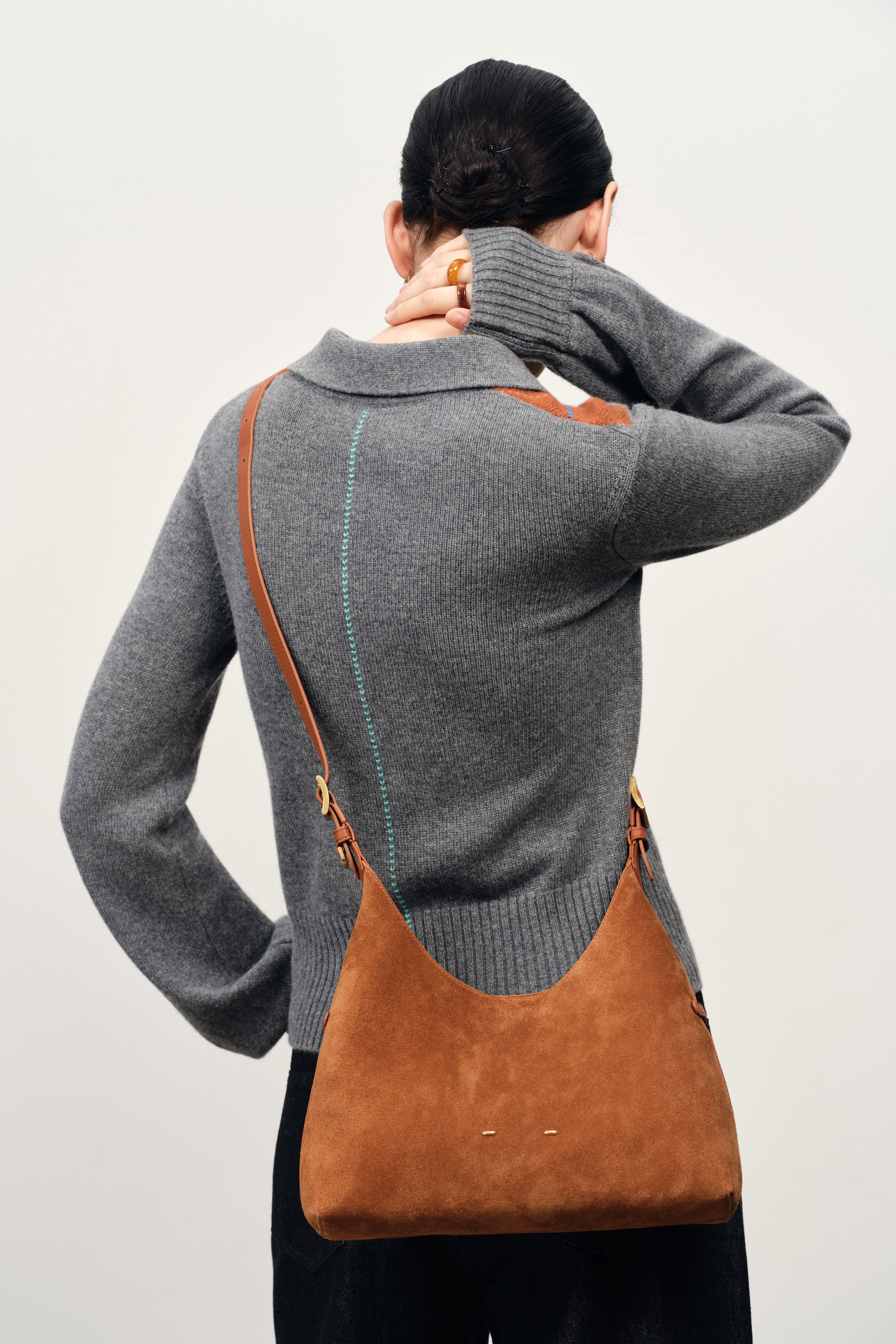 Duomo Small Hobo Bag in Suede