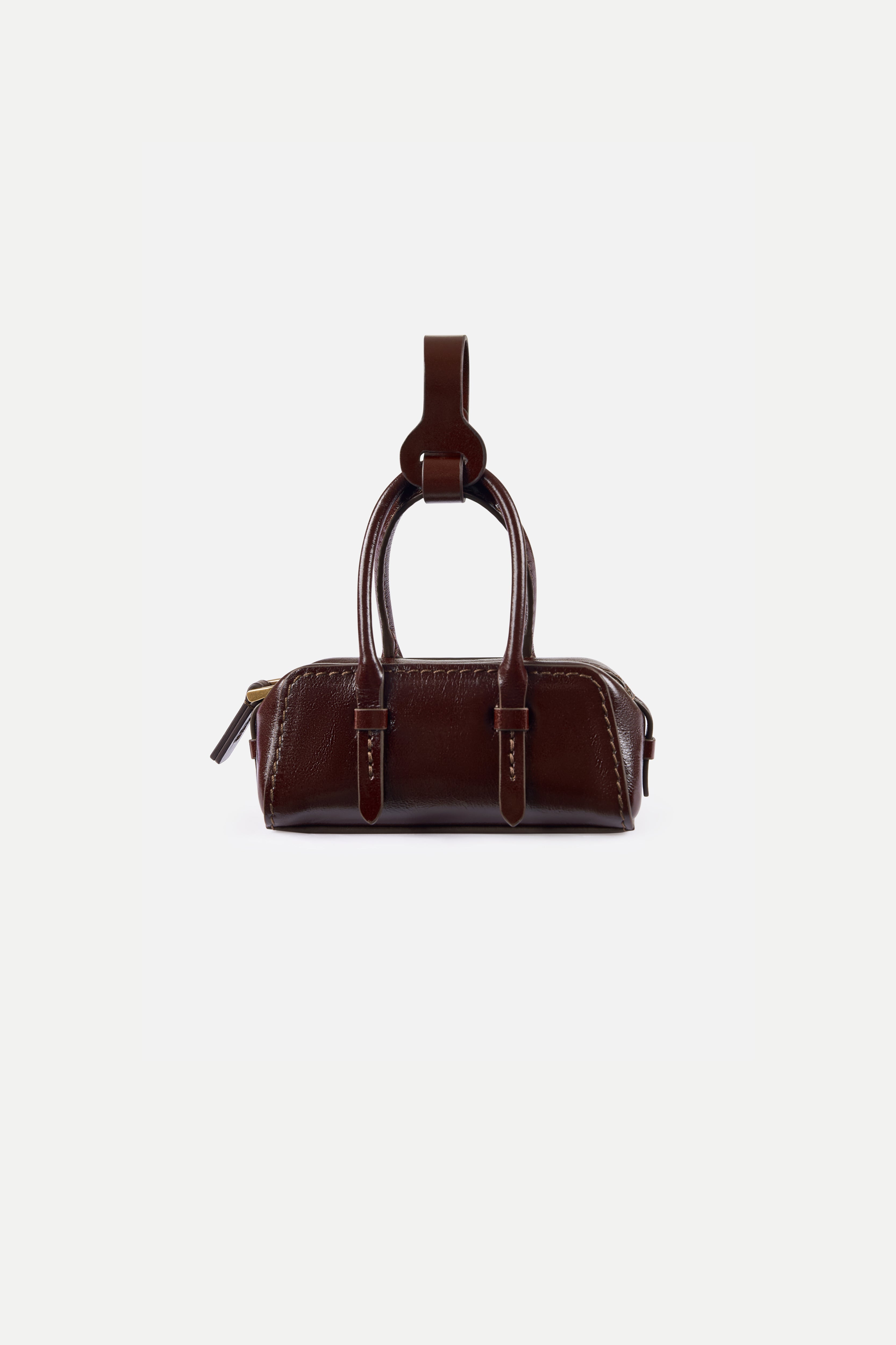Monti Mini Bag Charm in Oiled Waxed Top Grain Leather