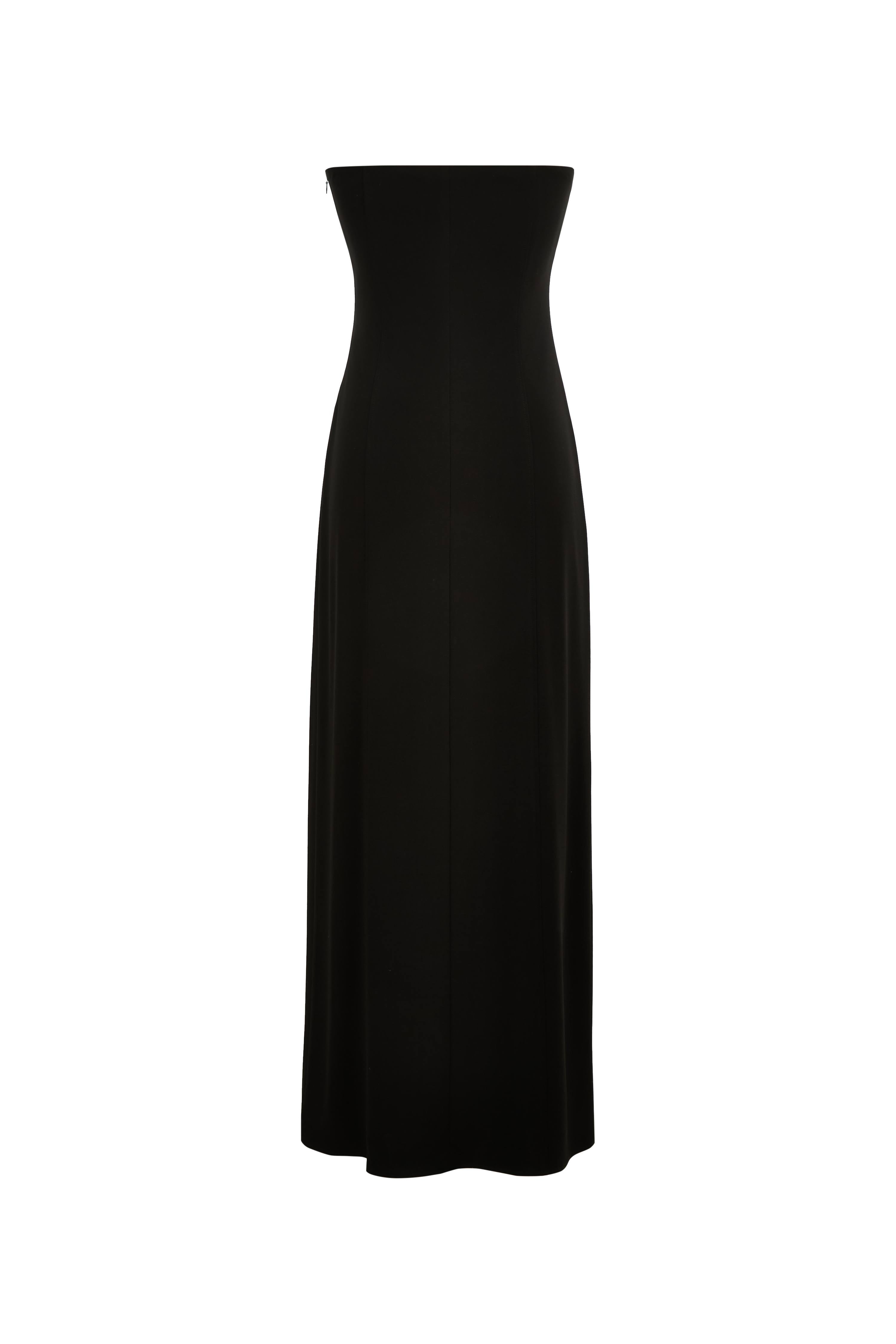 Obsidian Strapless Structured Bandeau Dress in Four-Way Stretch Fabric