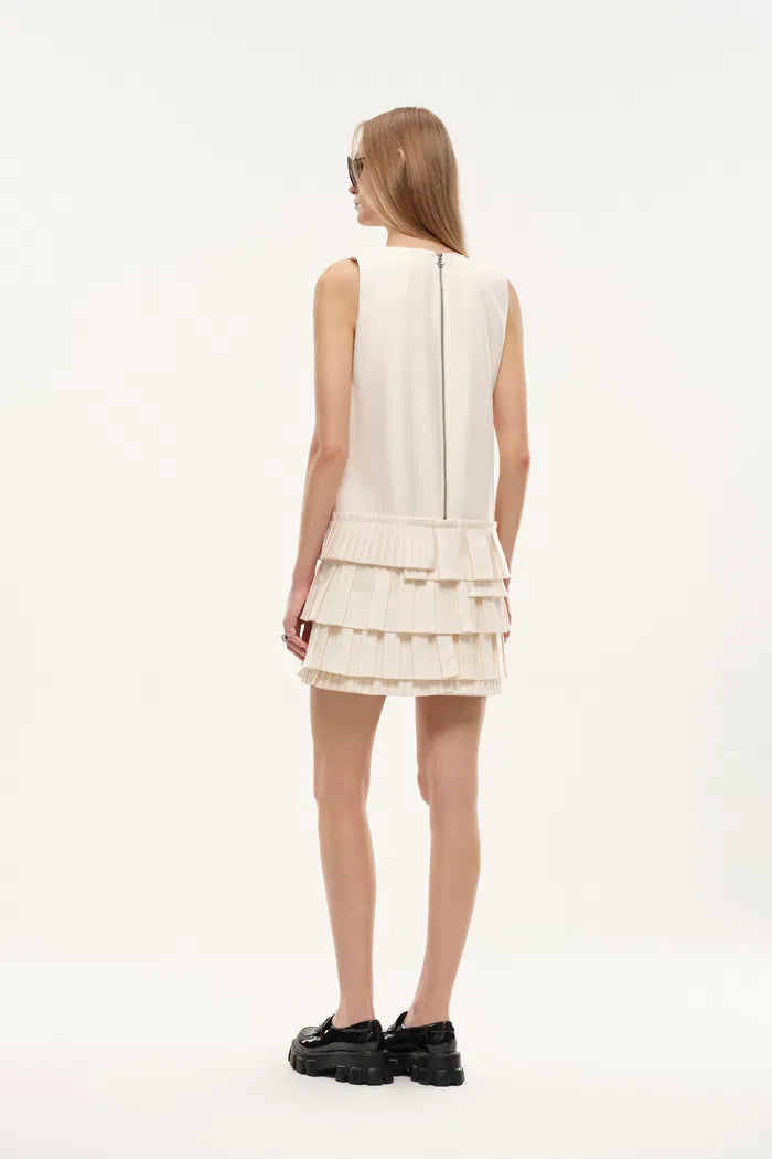 Alice Layered Asymmetric Accordion Dress in Lightweight Blend