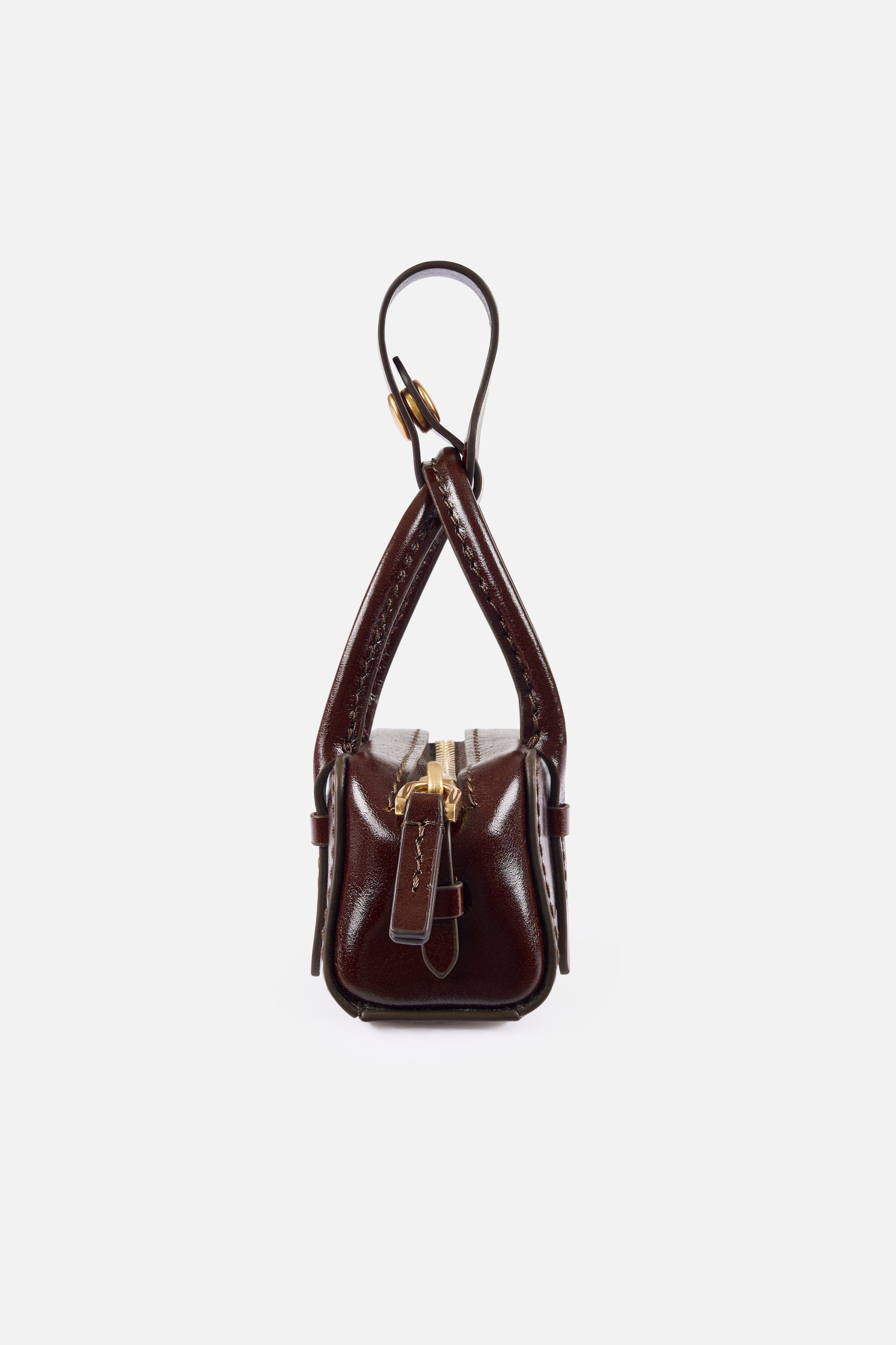 Monti Mini Bag Charm in Oiled Waxed Top Grain Leather