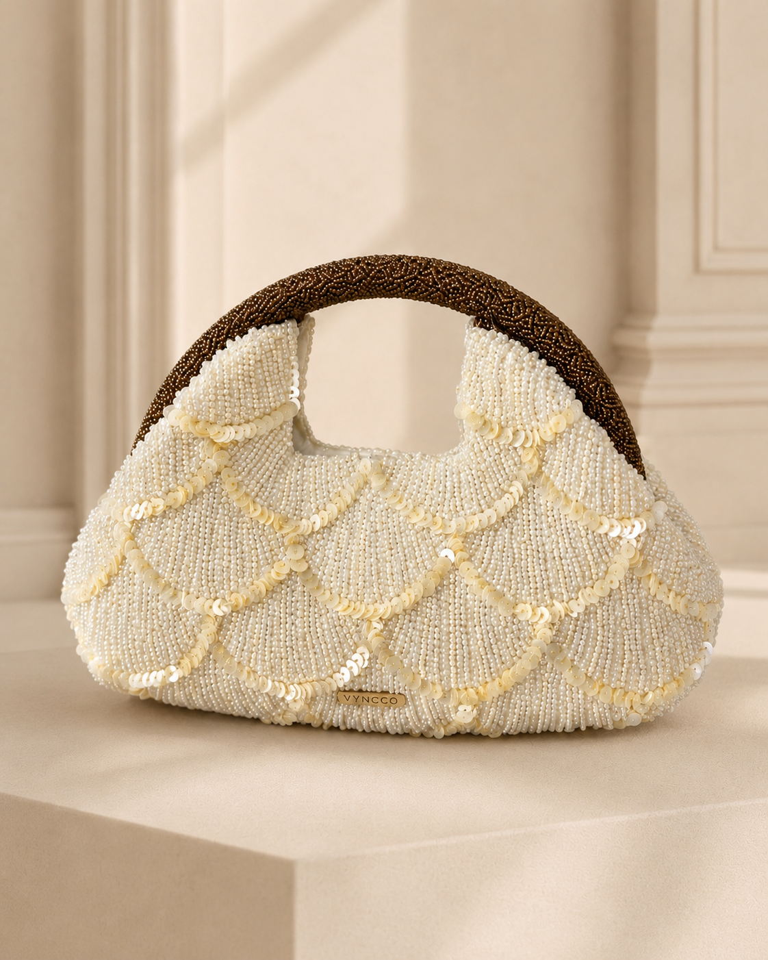Pearl Beaded Crescent Bag