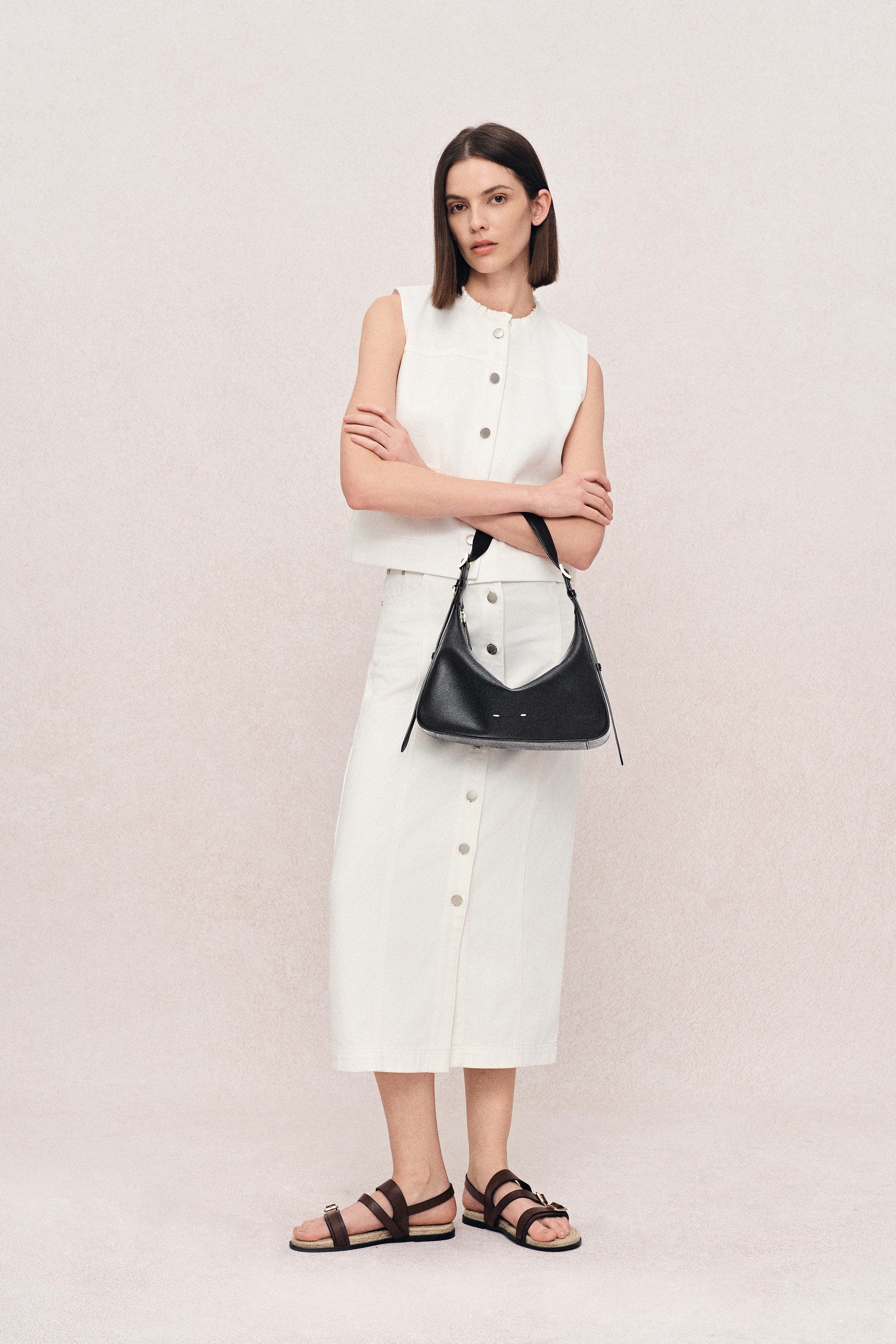 Navigli Shoulder Hobo Bag in Nappa Calfskin