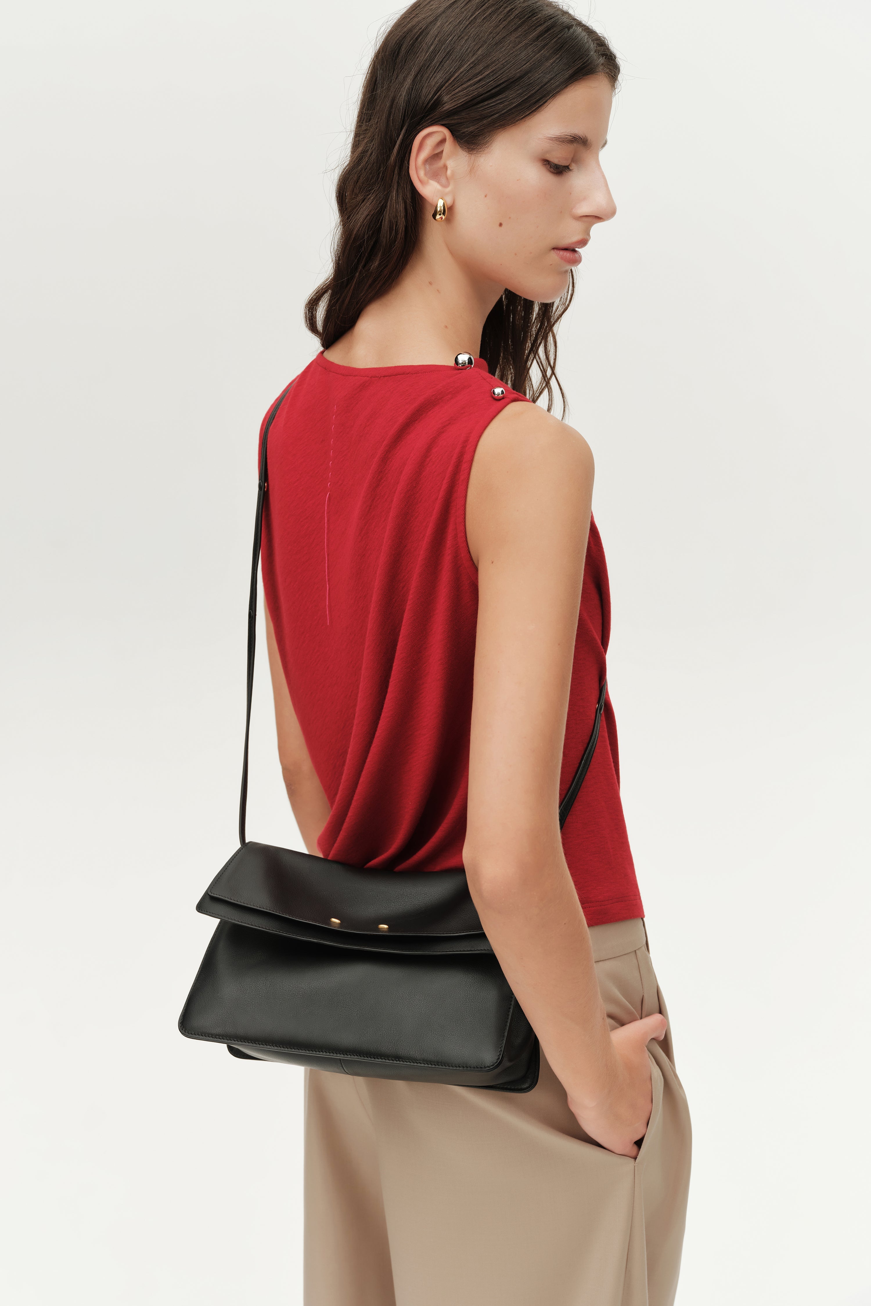 Soft Rialto Double Flap Bag in Nappa-Finish Top-Grain Cowhide