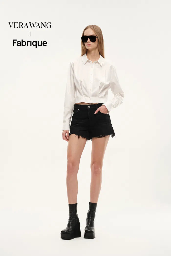 Tessera Pleated Crop Shirt in Cotton