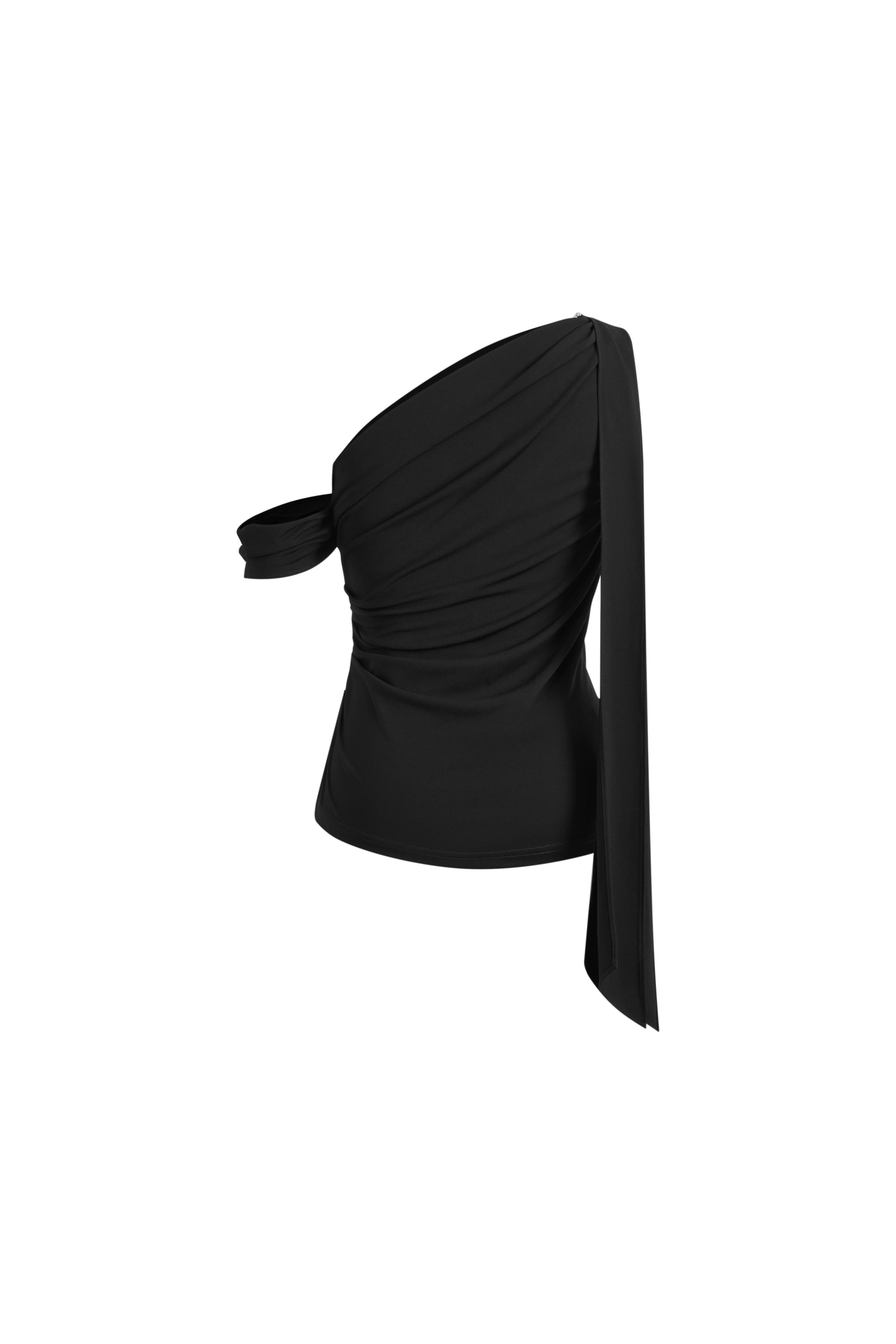 Overture One-Shoulder Ruched Top in Four Way Stretch Fabric