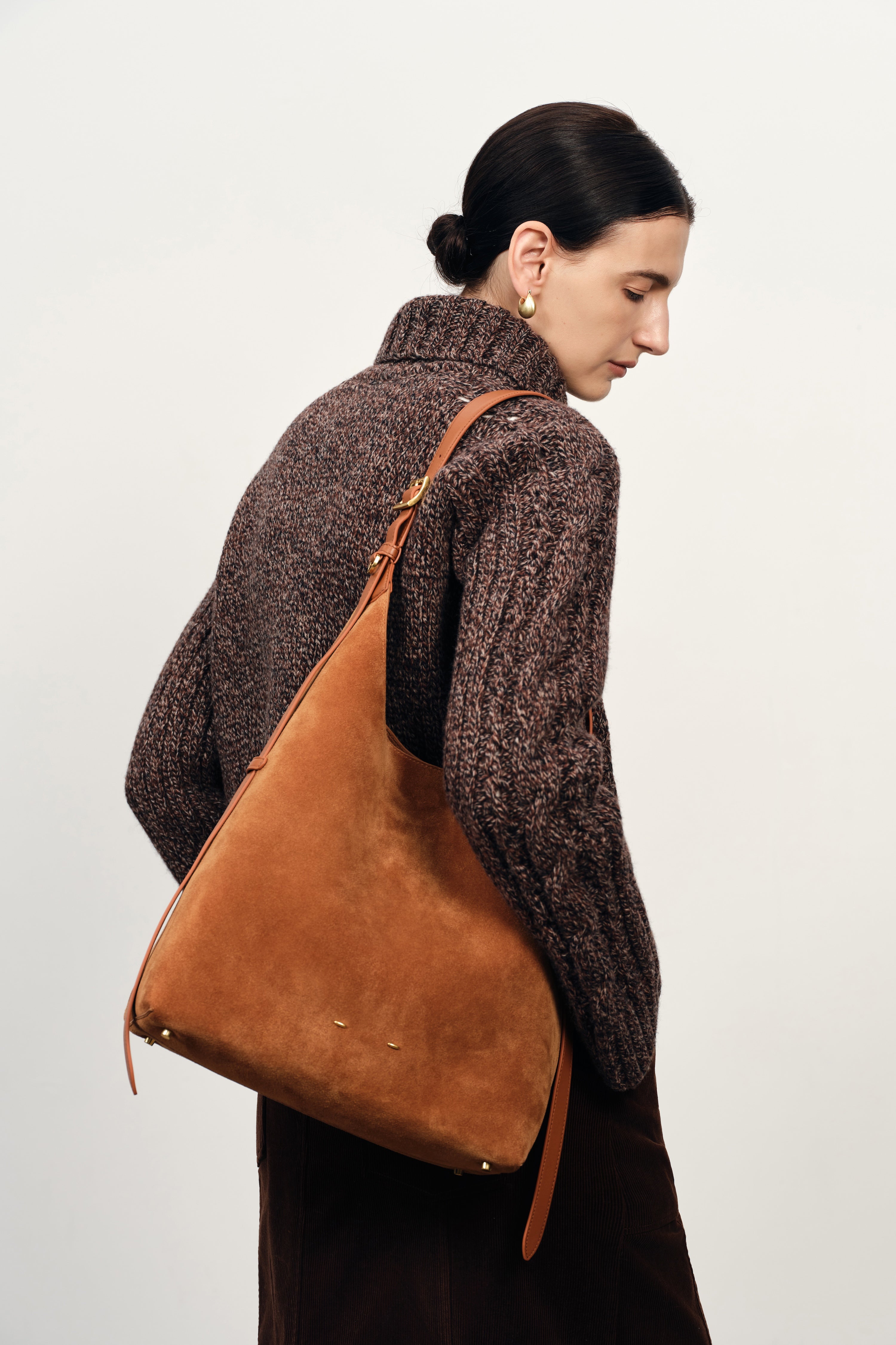 Duomo Medium Hobo Bag in Suede