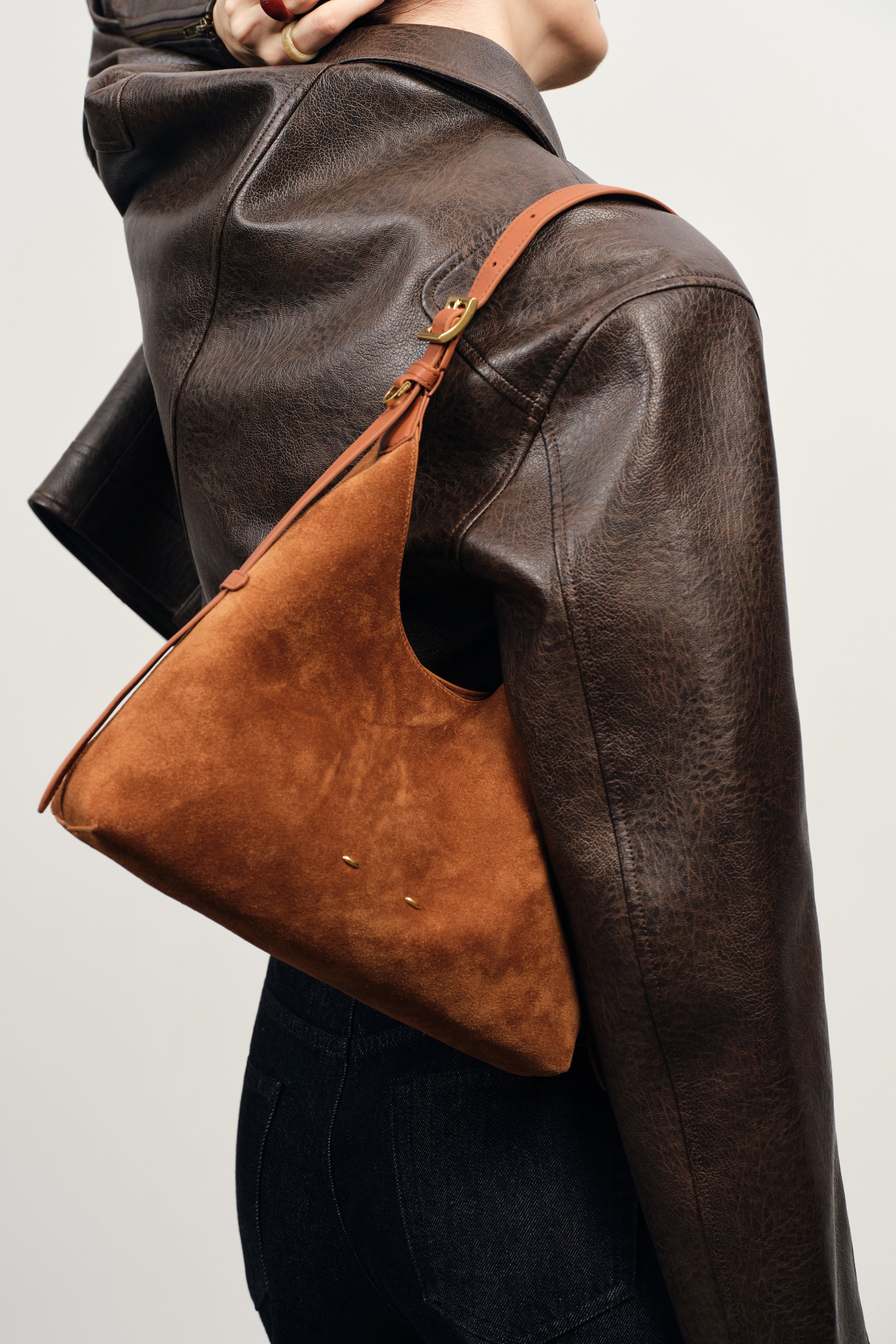 Duomo Small Hobo Bag in Suede