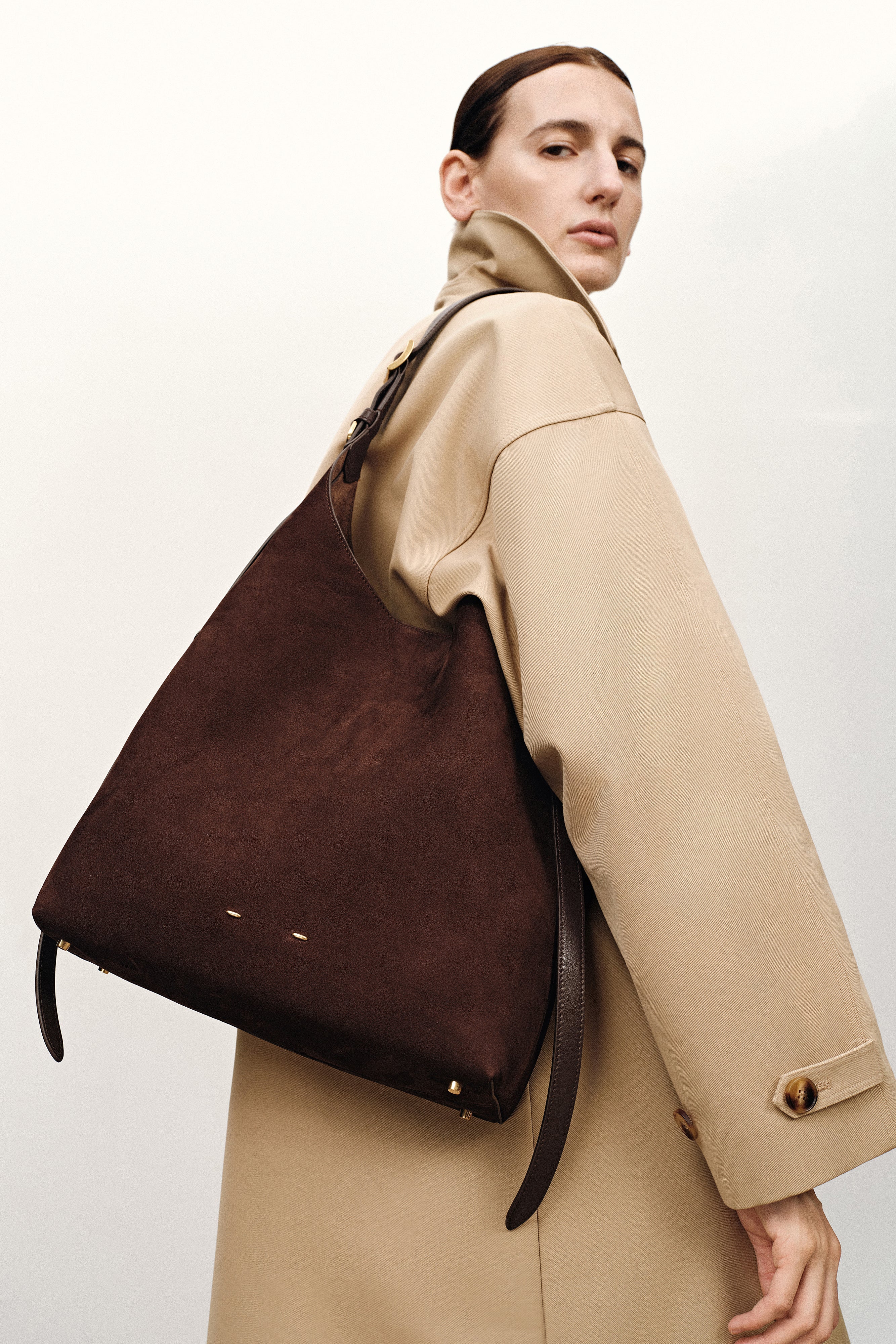 Duomo Medium Hobo Bag in Top-Grain Nubuck Leather