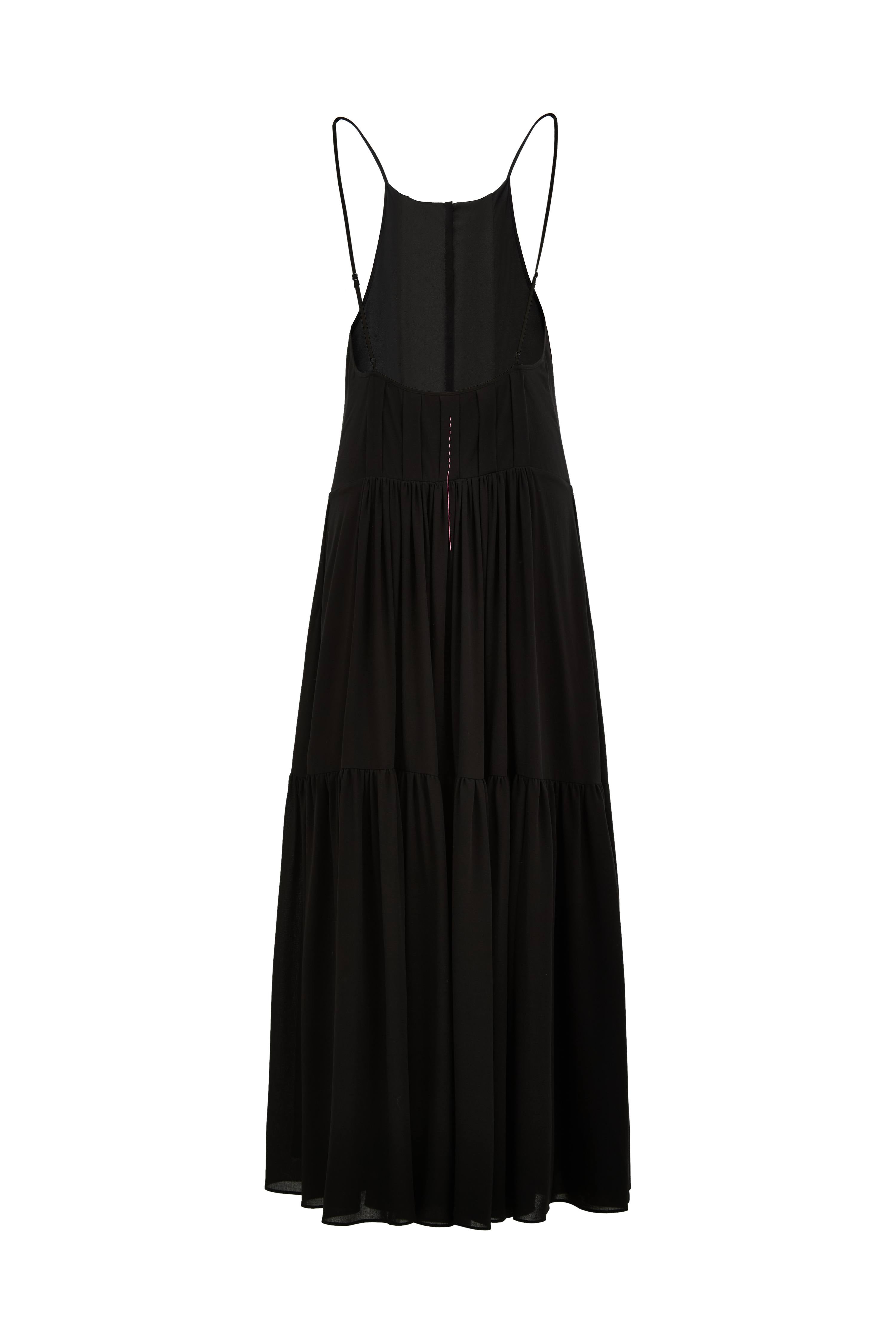 Obélisque Pleated Slip Dress in Matte Crepe