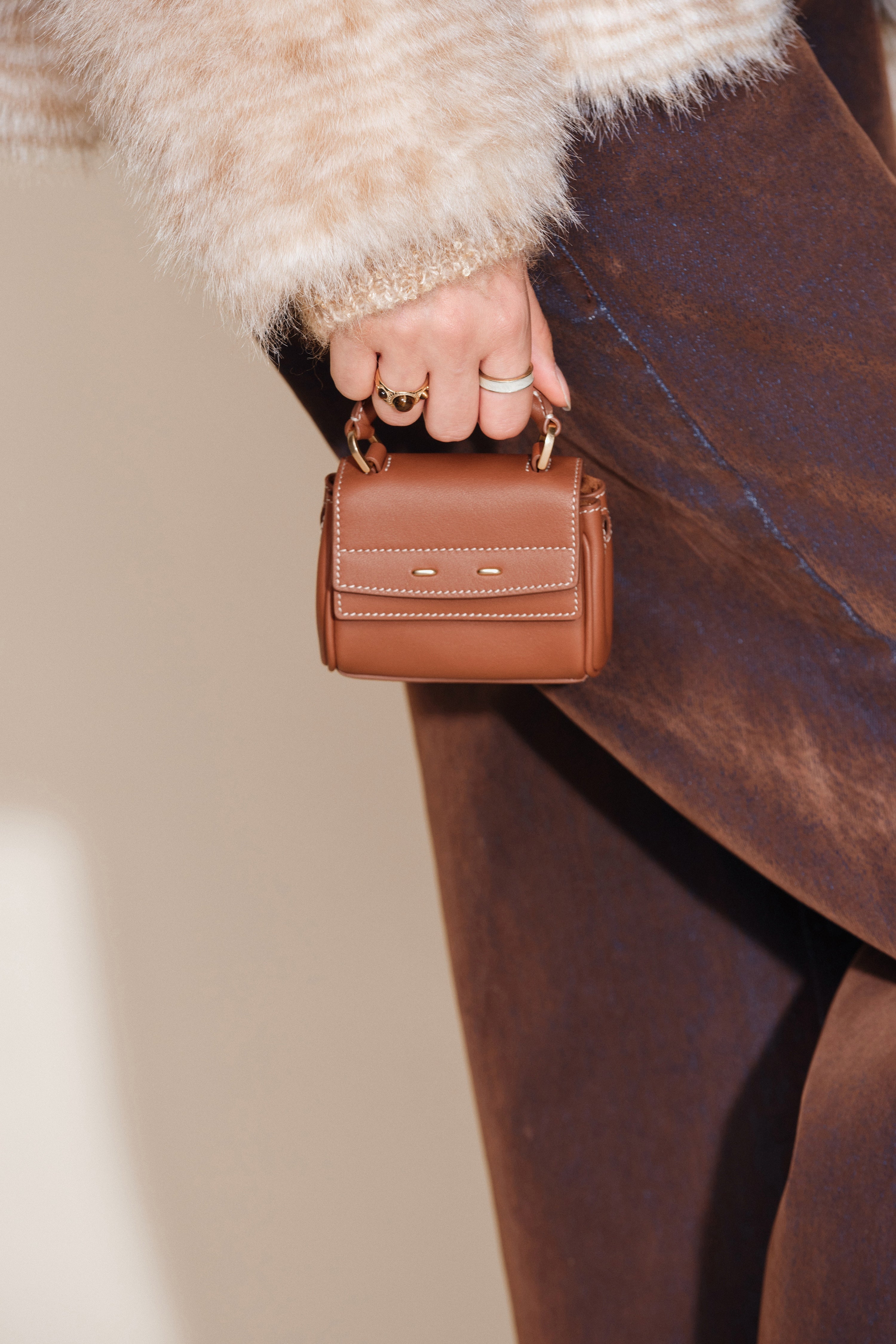 Rialto Mini Charm Bag in Top-grain Nappa Cowhide Leather