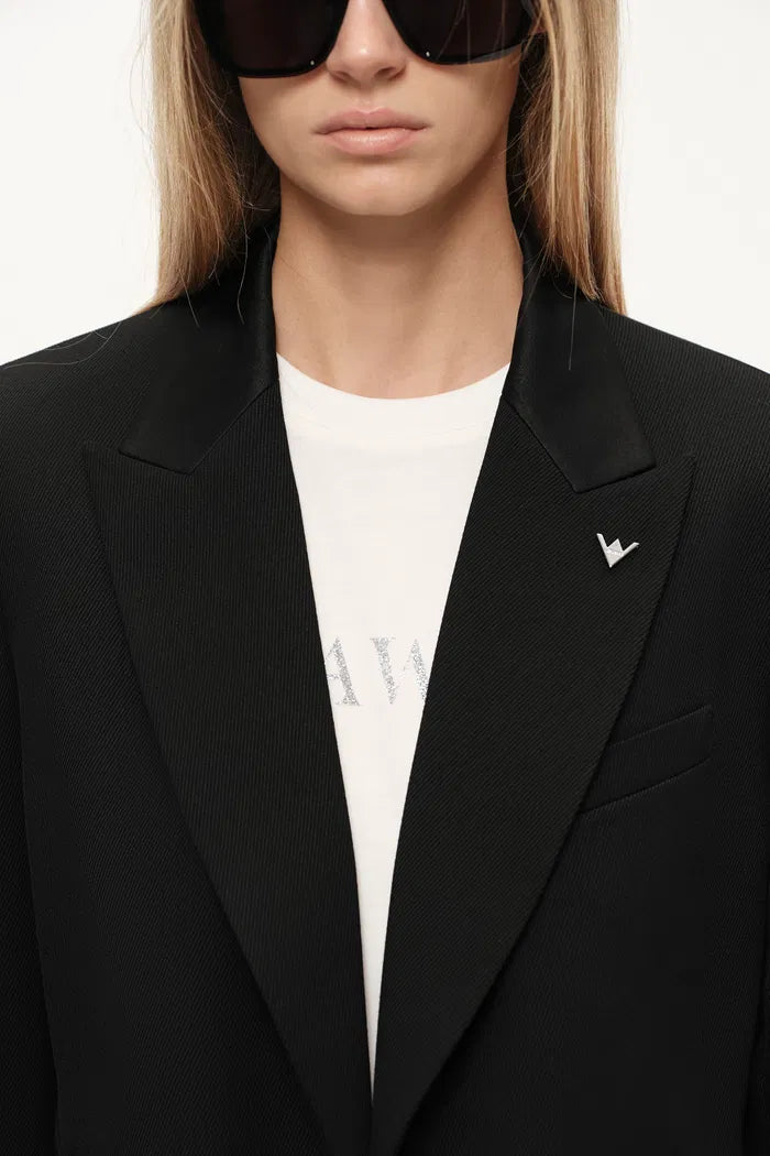 Architect Sculpted Waist Tucks Suit Blazer in Sheep Wool