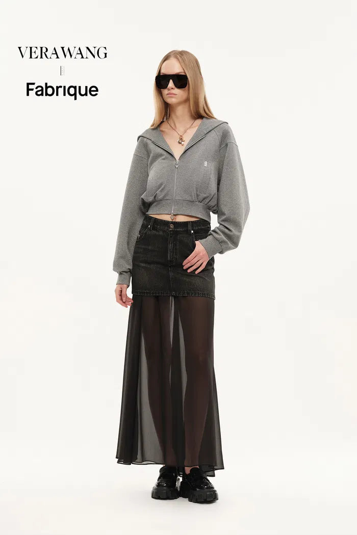 Illusion-S Crop Hoodie in Bright Silk Knitting