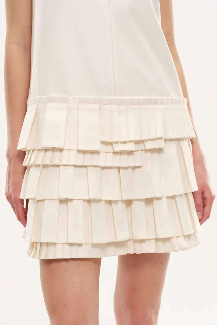 Alice Layered Asymmetric Accordion Dress in Lightweight Blend