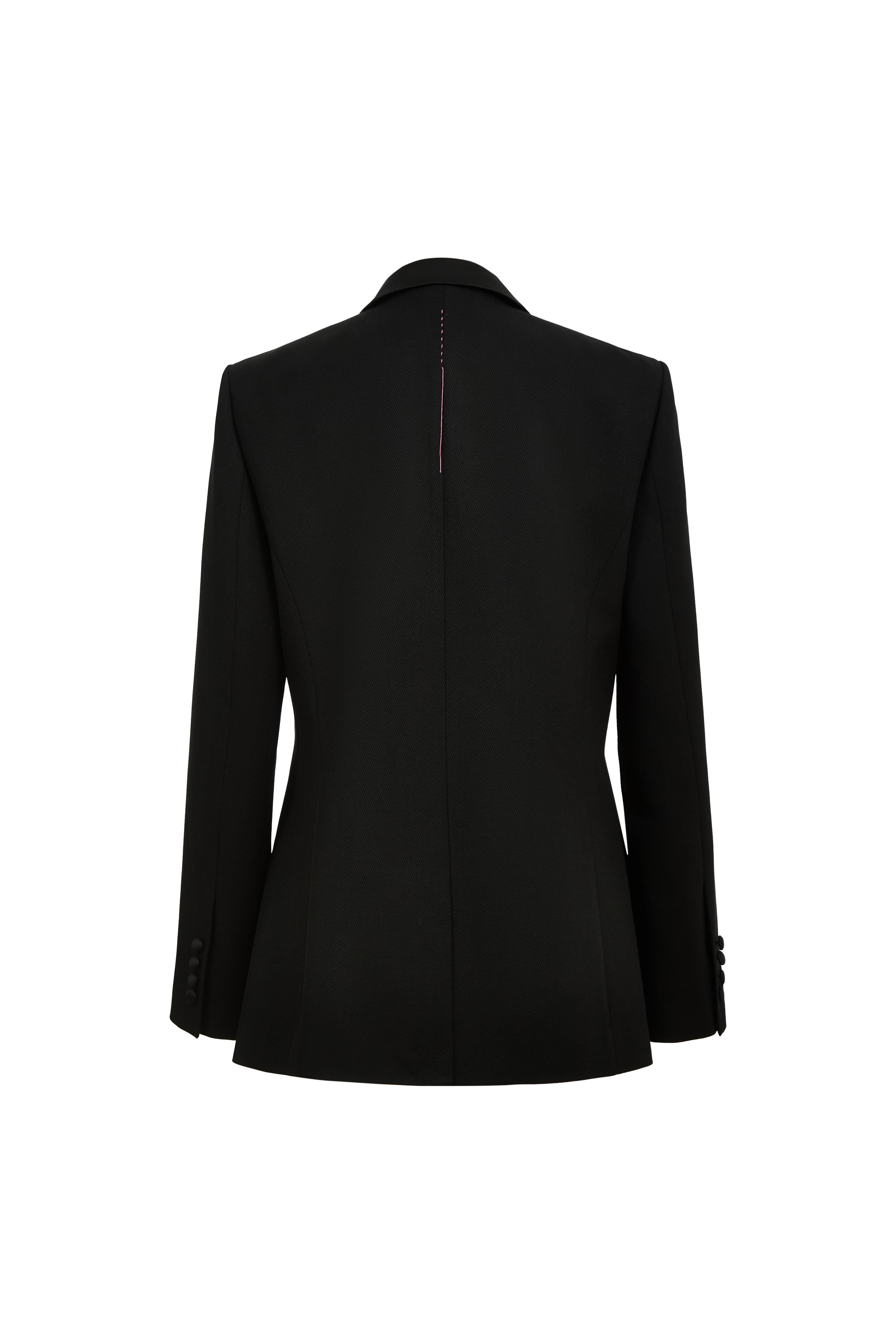 Architect Sculpted Waist Tucks Suit Blazer in Sheep Wool