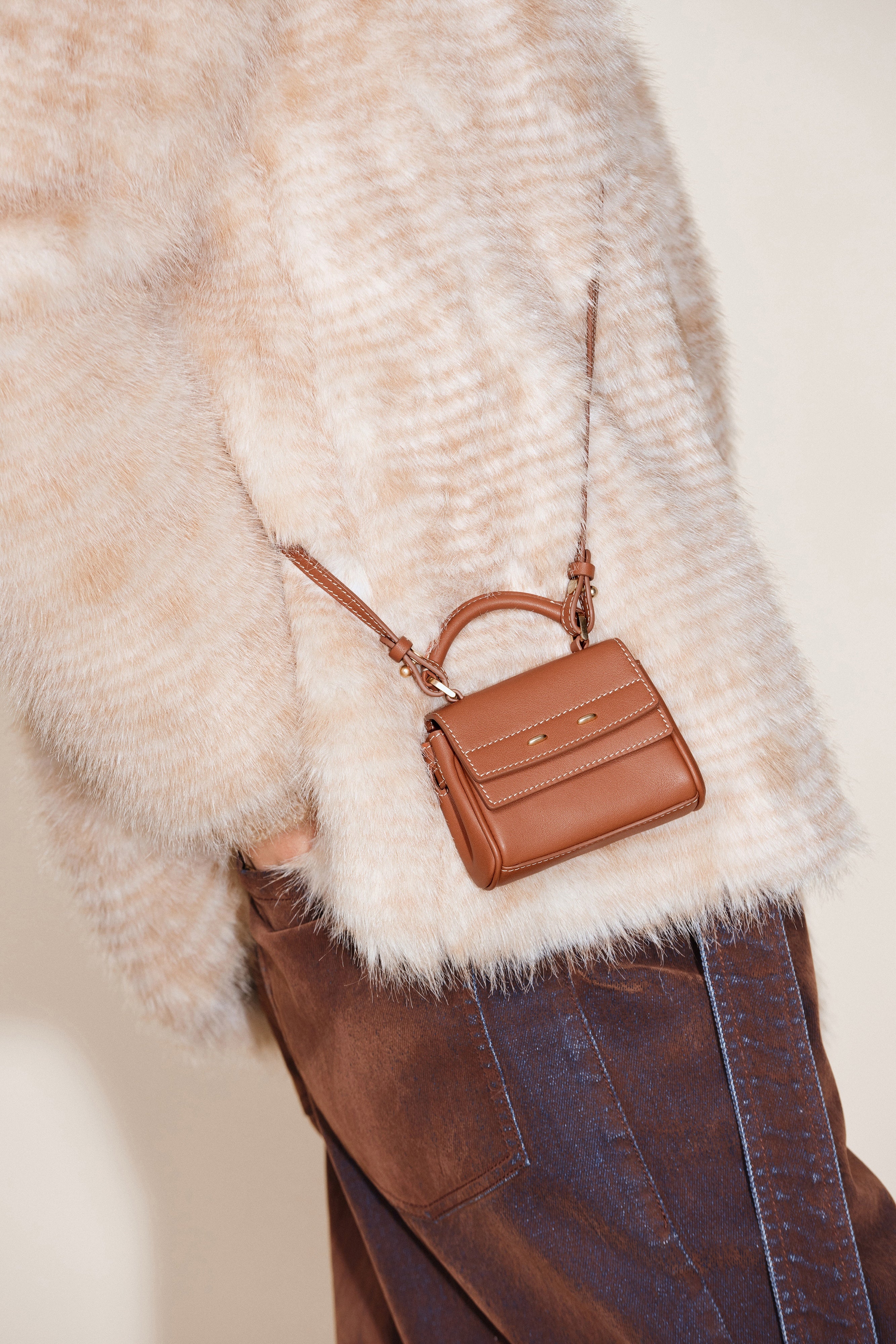 Rialto Mini Charm Bag in Top-grain Nappa Cowhide Leather