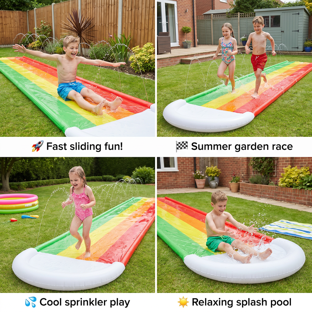 Scivolo d'Acqua Arcobaleno - Scivolo Gonfiabile da Esterno per Bambini e Famiglia