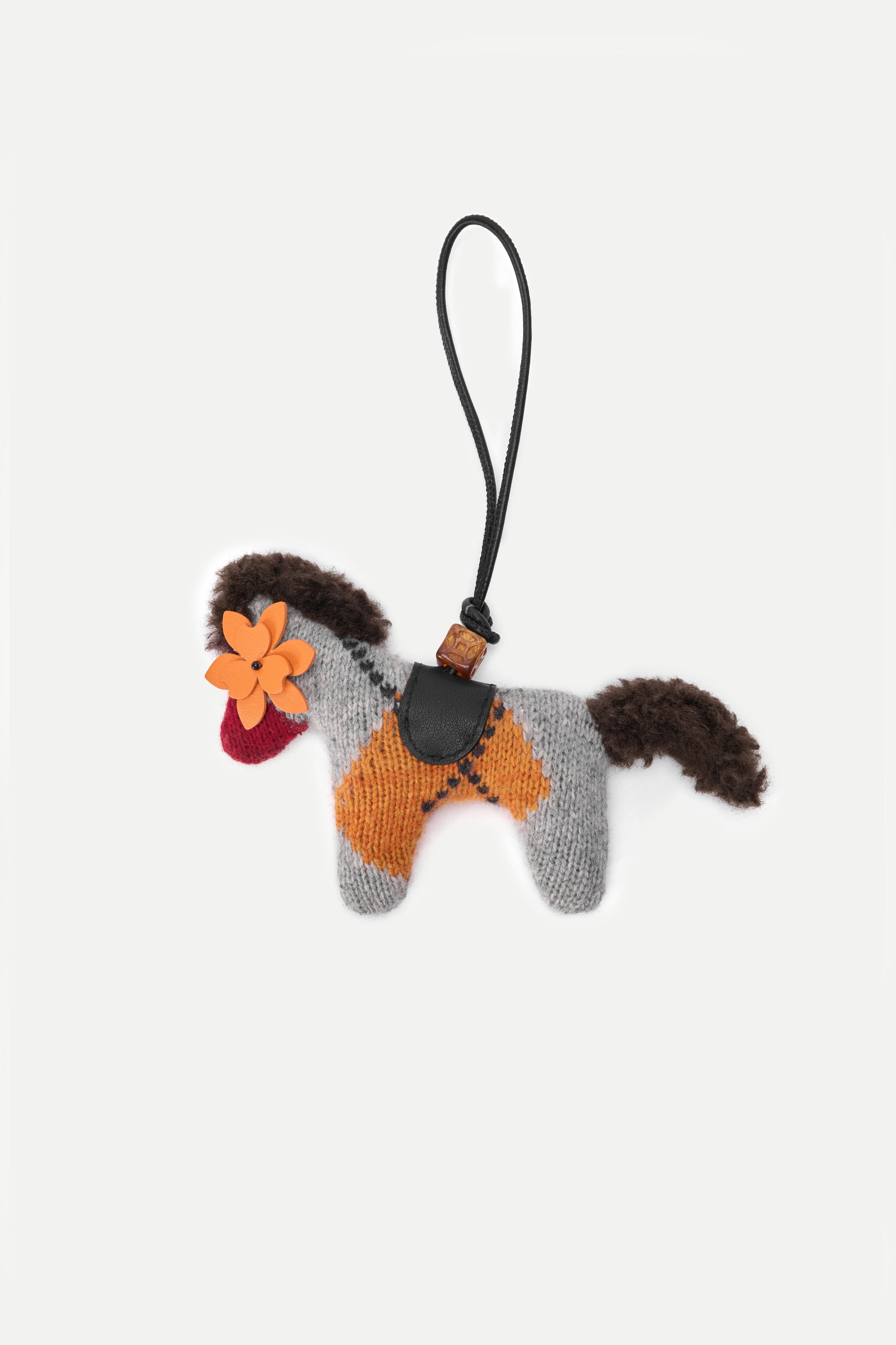 Phillipa Knit Gingham Flower Eye Pony Bag Charm