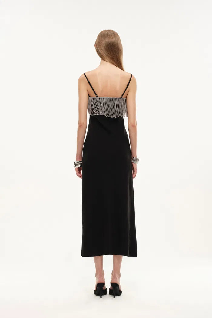Nocturne Embellished Slip Dress in Viscose Acetate Blend