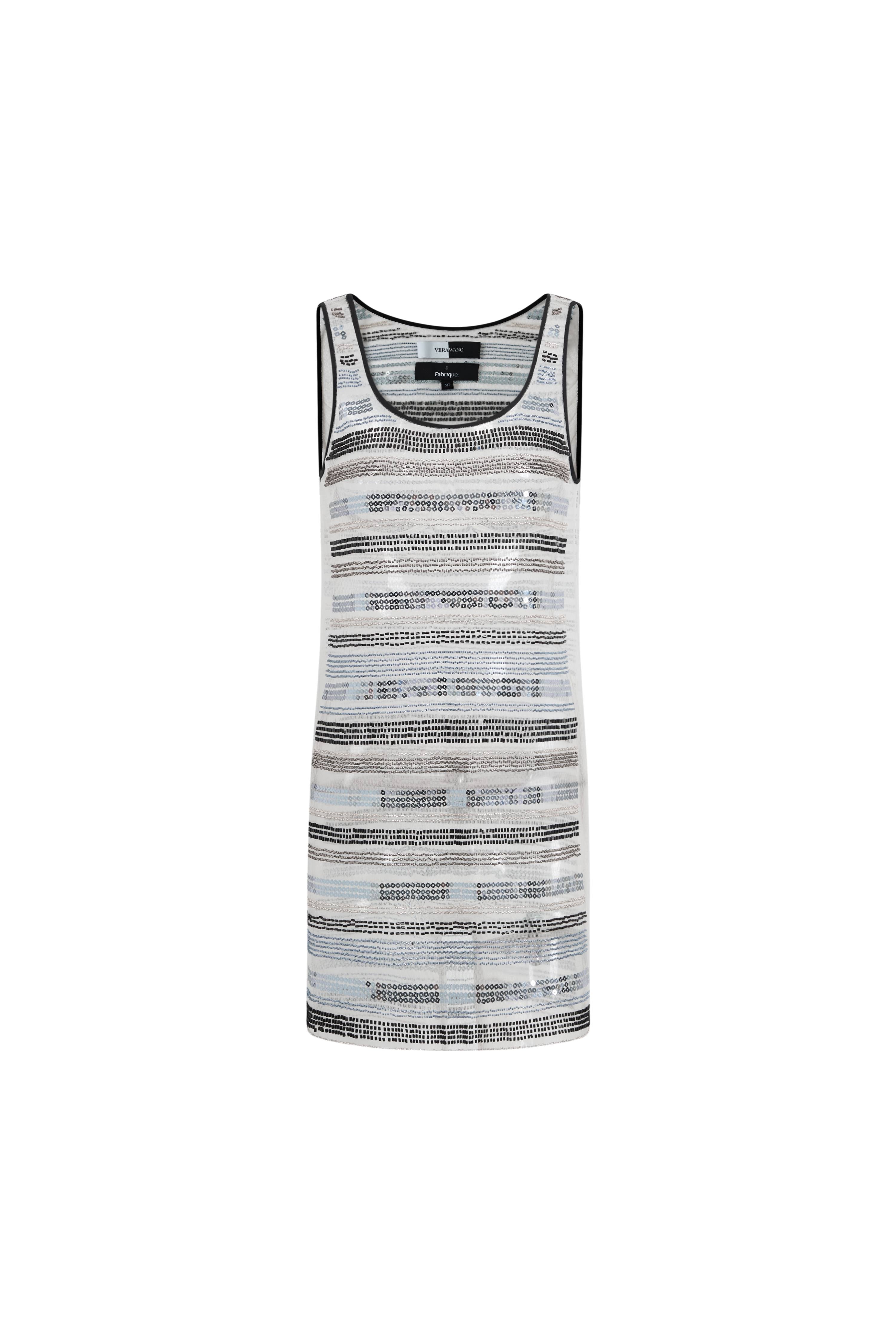 Twilight Embroidered Sleeveless Dress in Beaded Mesh