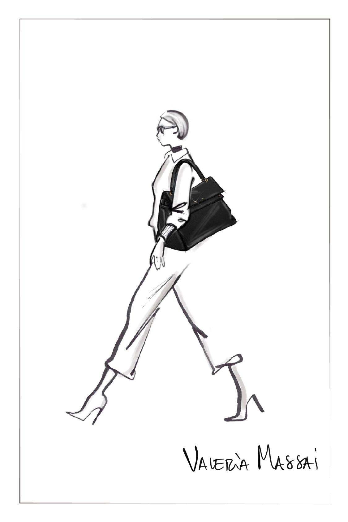 Rialto Double Flap Handbag in Top-Grain Nubuck Leather