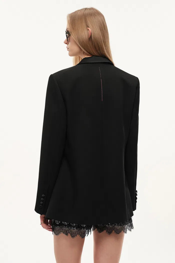 Architect Sculpted Waist Tucks Suit Blazer in Sheep Wool