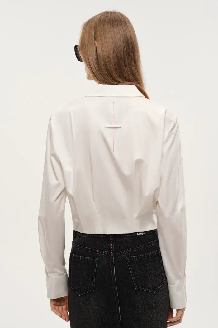 Tessera Pleated Crop Shirt in Cotton