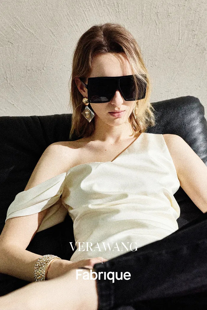 Sculpture One Shoulder Asymmetric Sleeveless Top in Mulberry Silk