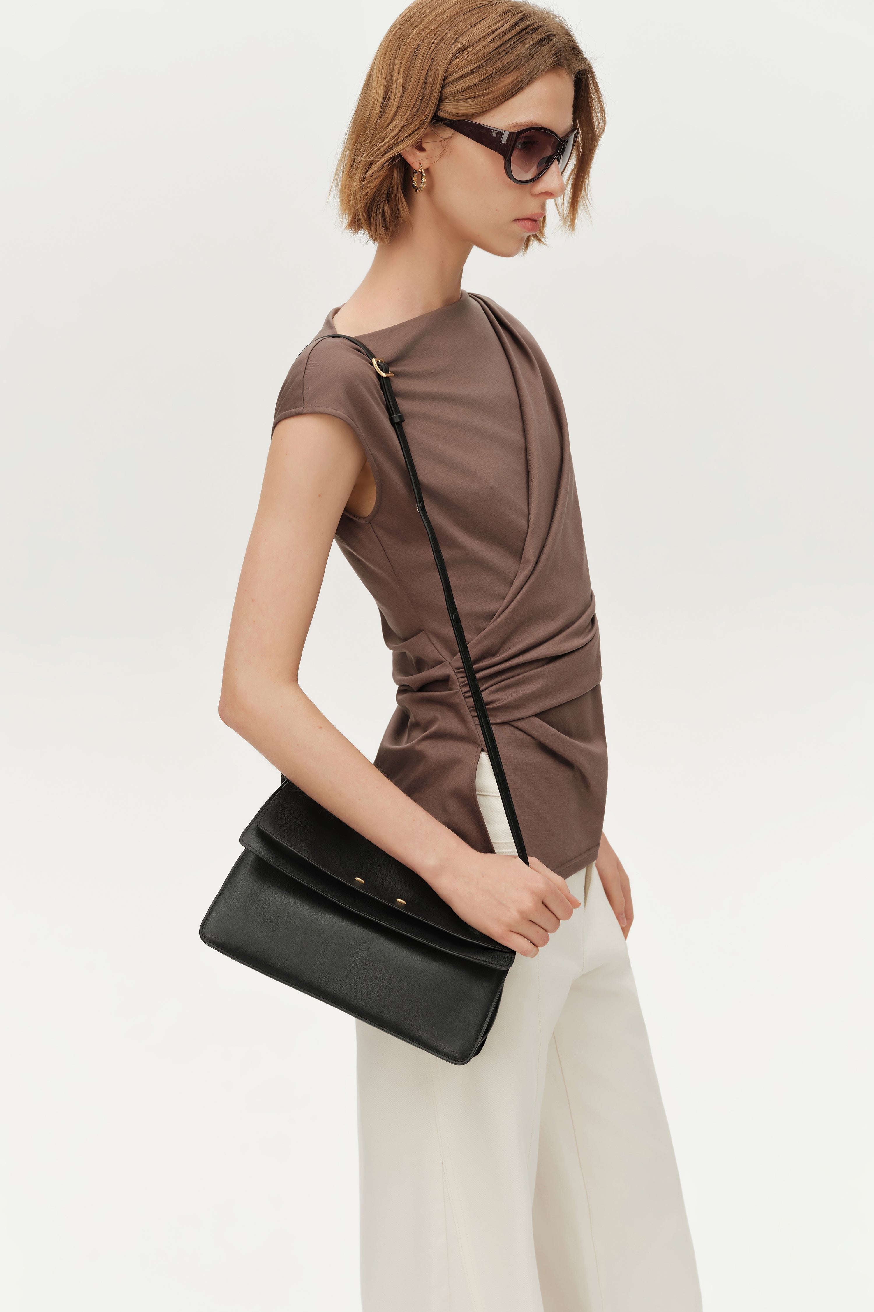 Soft Rialto Double Flap Bag in Nappa-Finish Top-Grain Cowhide
