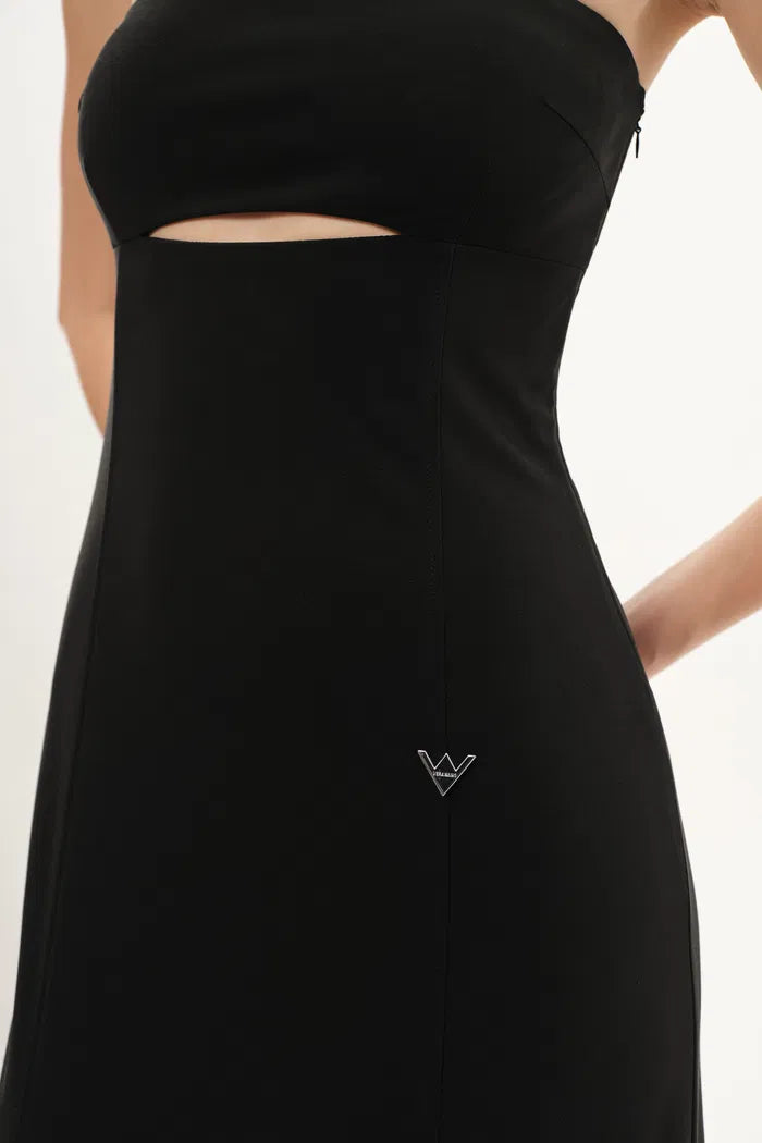 Obsidian Strapless Structured Bandeau Dress in Four-Way Stretch Fabric
