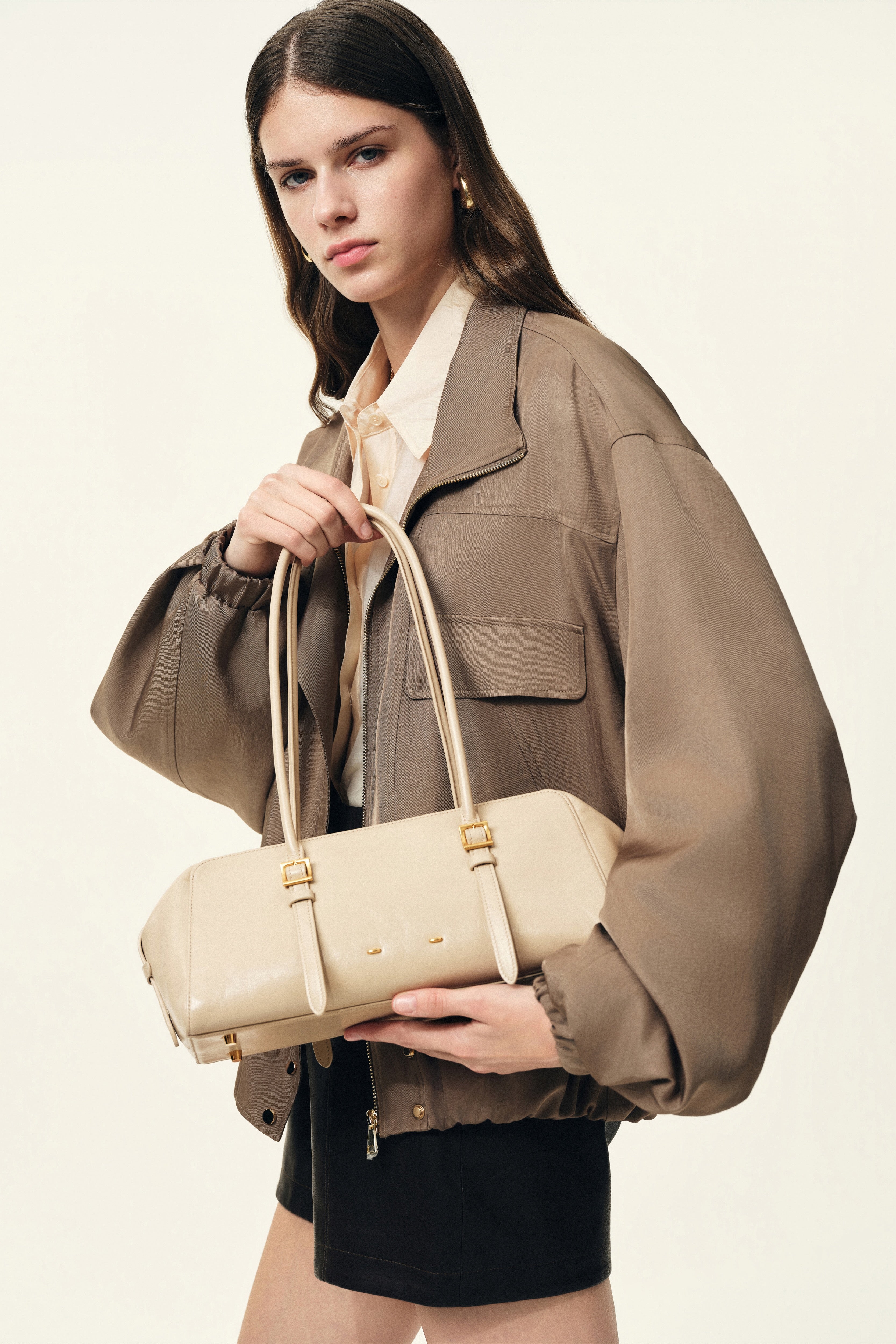 Monti East West Shoulder Bag in Oiled Waxed Top Grain Leather