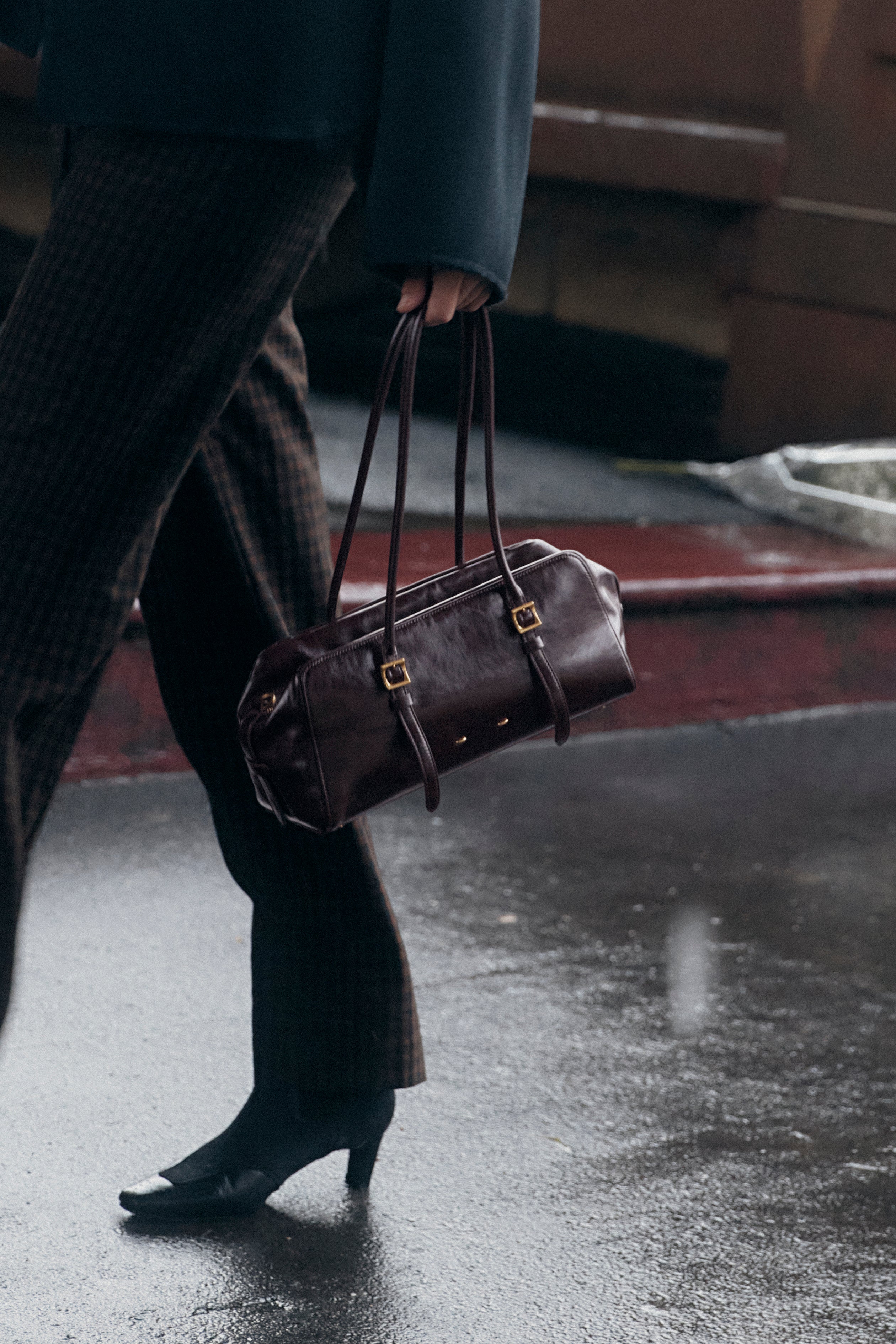 Monti East West Shoulder Bag in Oiled Waxed Top Grain Leather