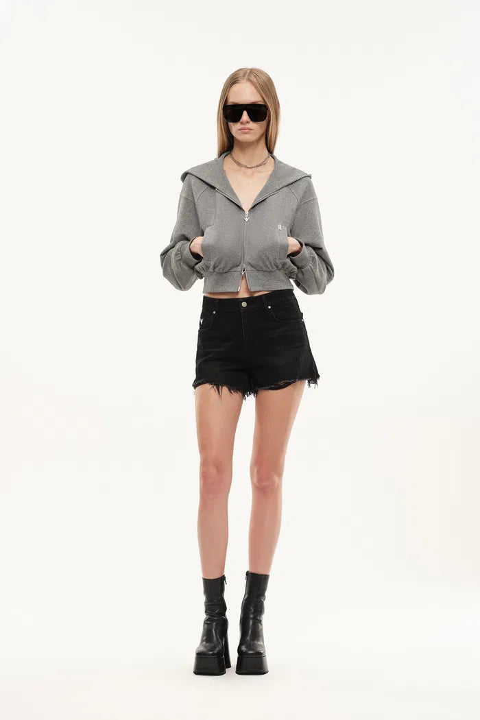 Illusion-S Crop Hoodie in Bright Silk Knitting