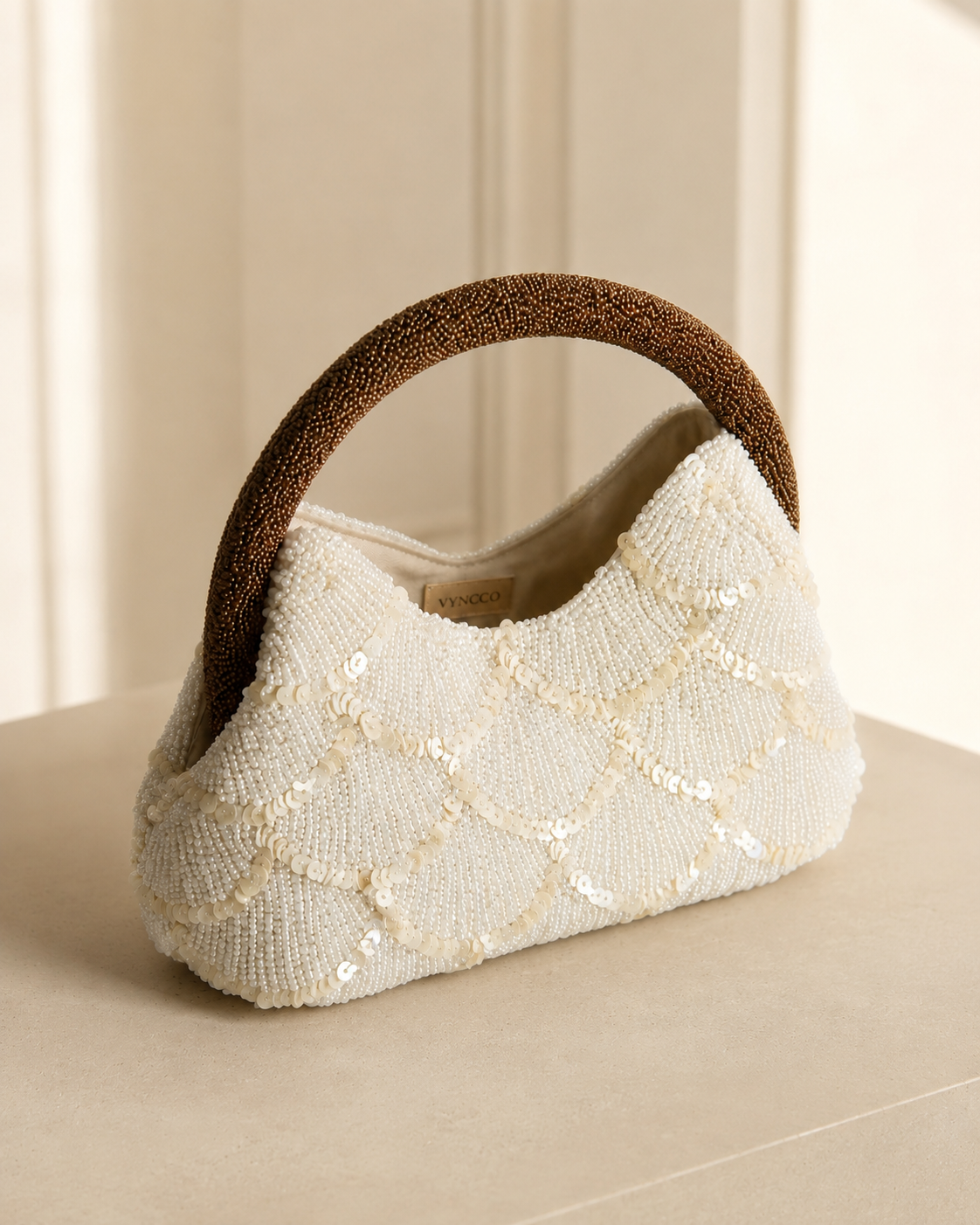 Pearl Beaded Crescent Bag