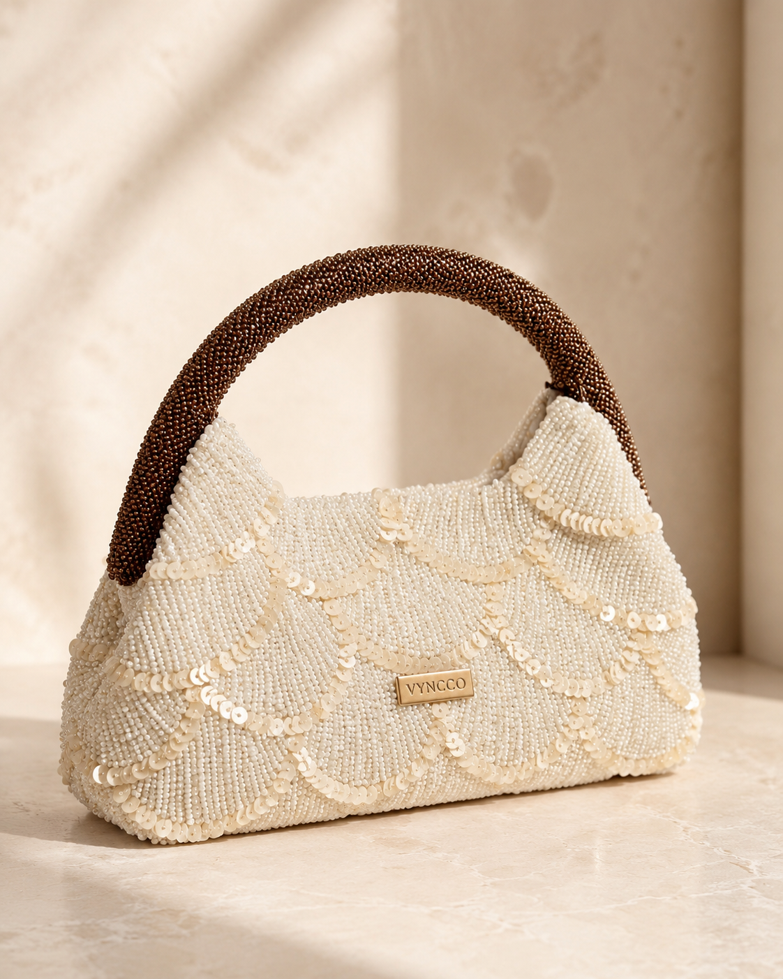Pearl Beaded Crescent Bag