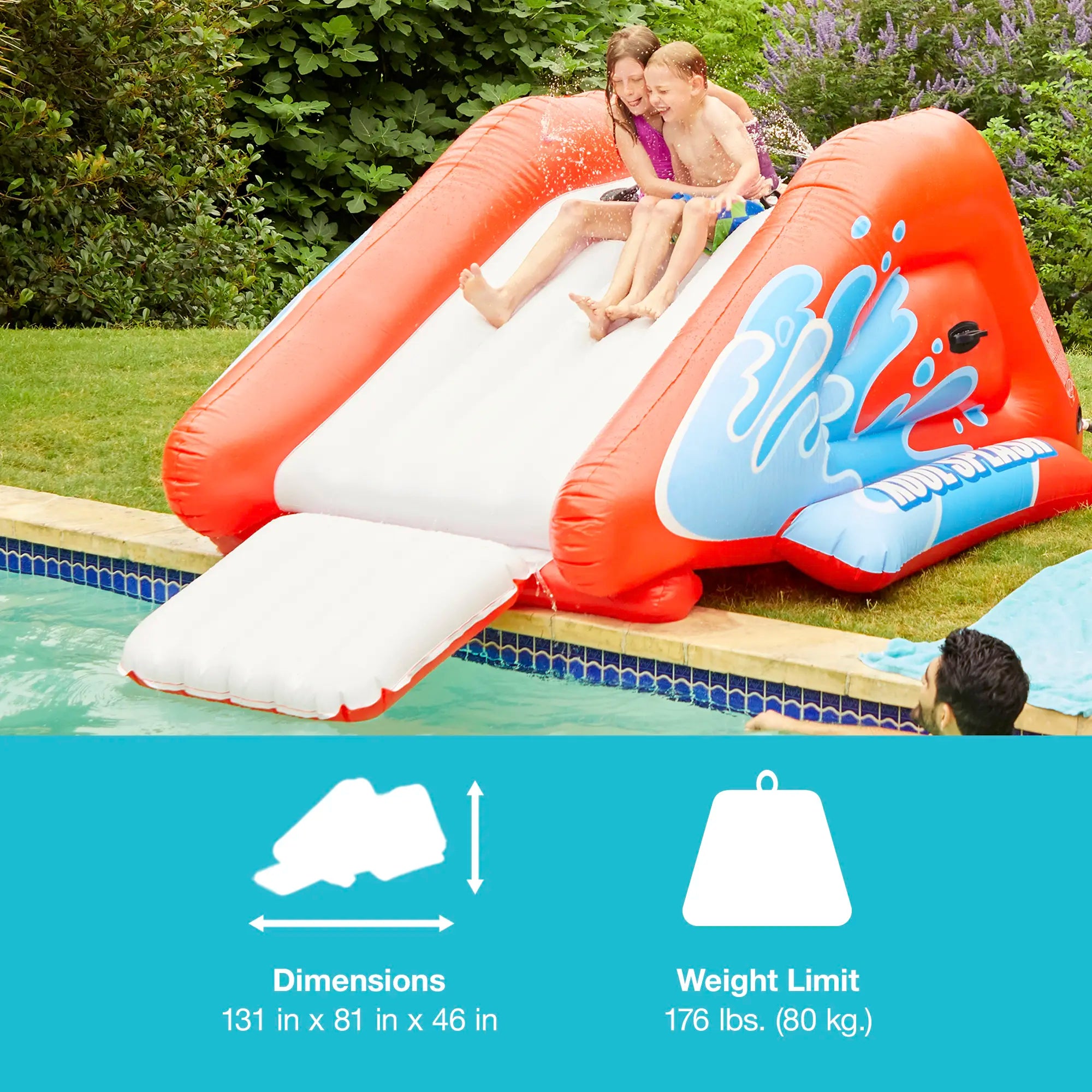 Centro Giochi Gonfiabile Piscina con Scivolo d'Acqua