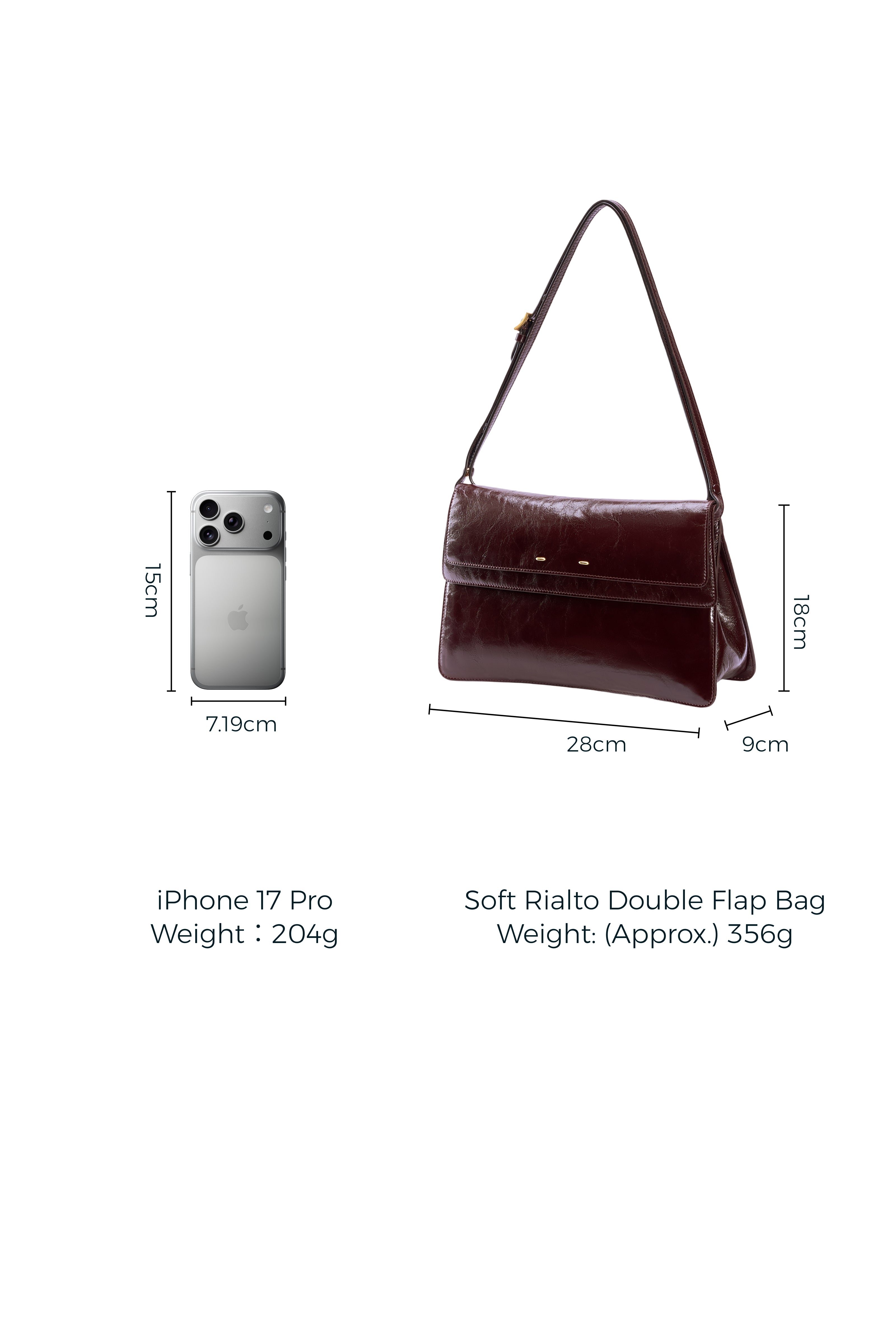 Soft Rialto Double Flap Bag in Oil-Waxed Cowhide Leather