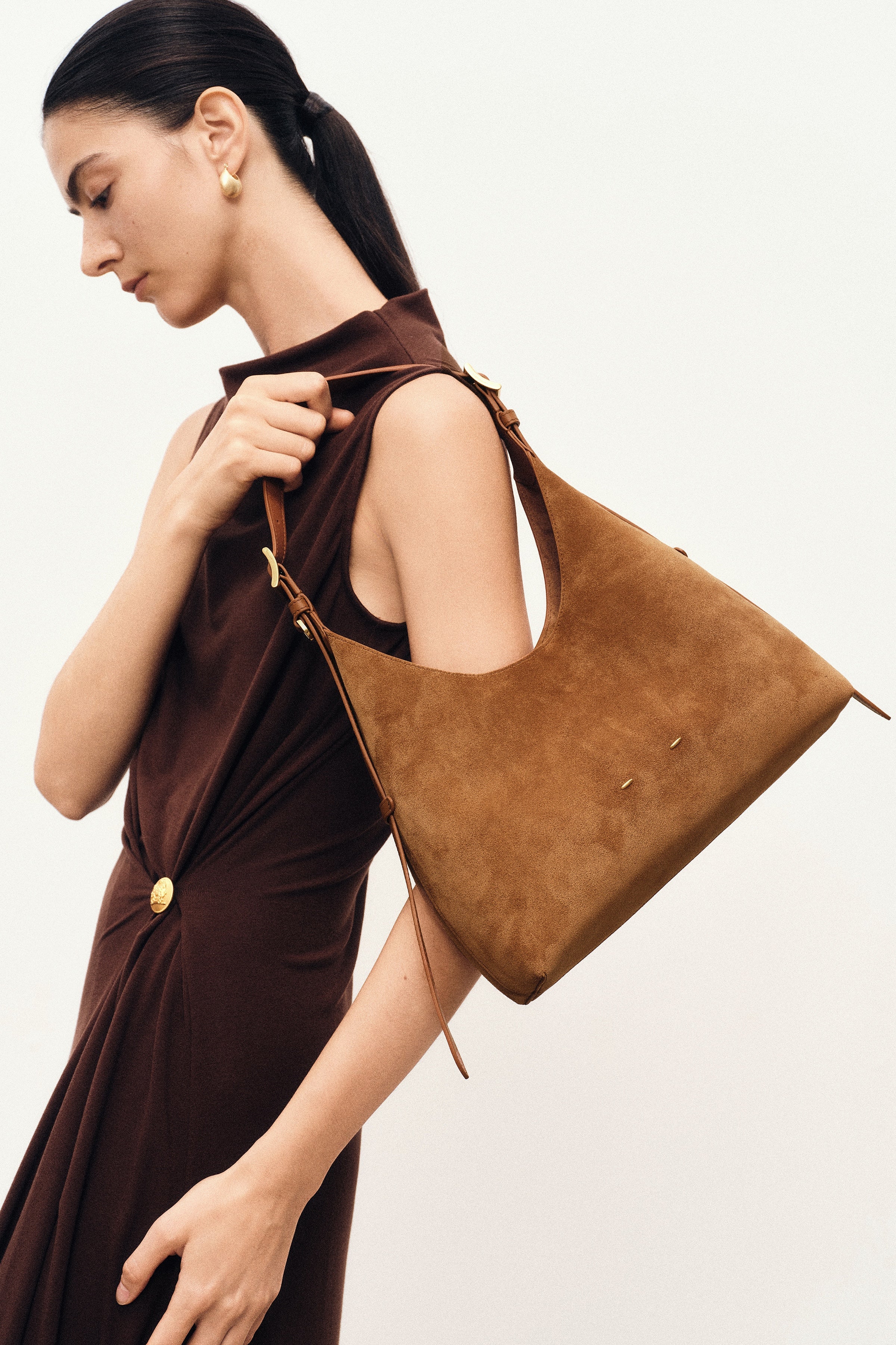 Duomo Small Hobo Bag in Suede