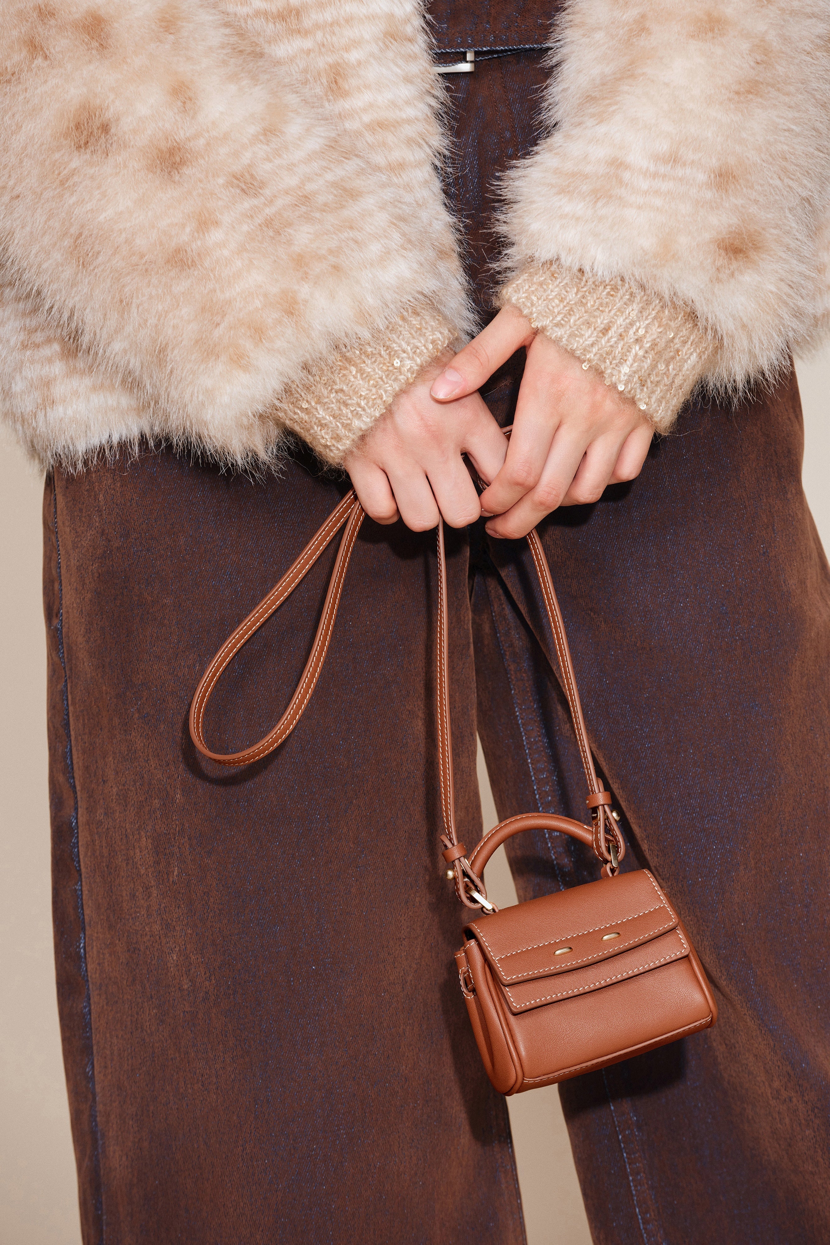 Rialto Mini Charm Bag in Top-grain Nappa Cowhide Leather