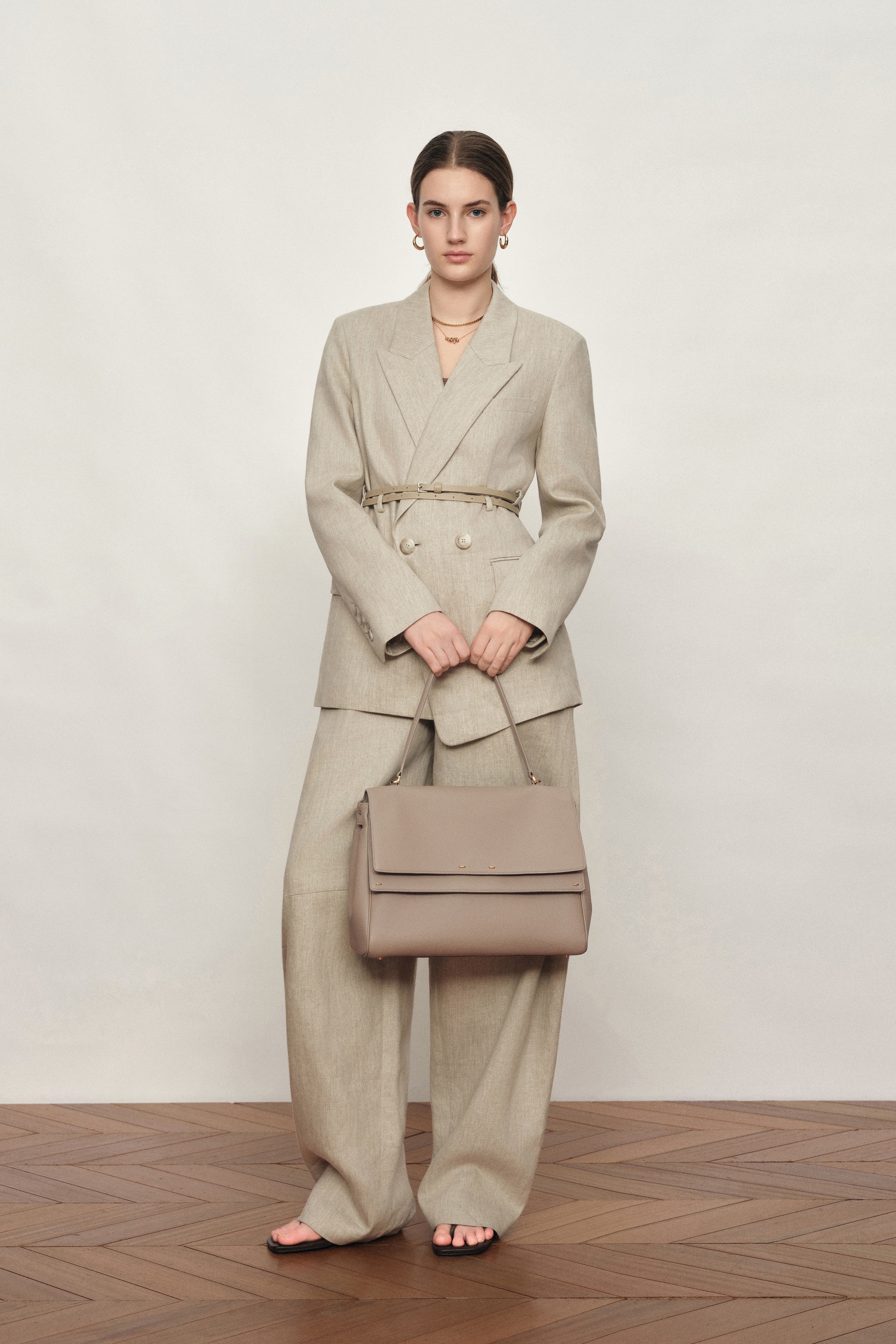 Rialto Double Flap Handbag in Pebble-Grain Top-Grain Cowhide Leather